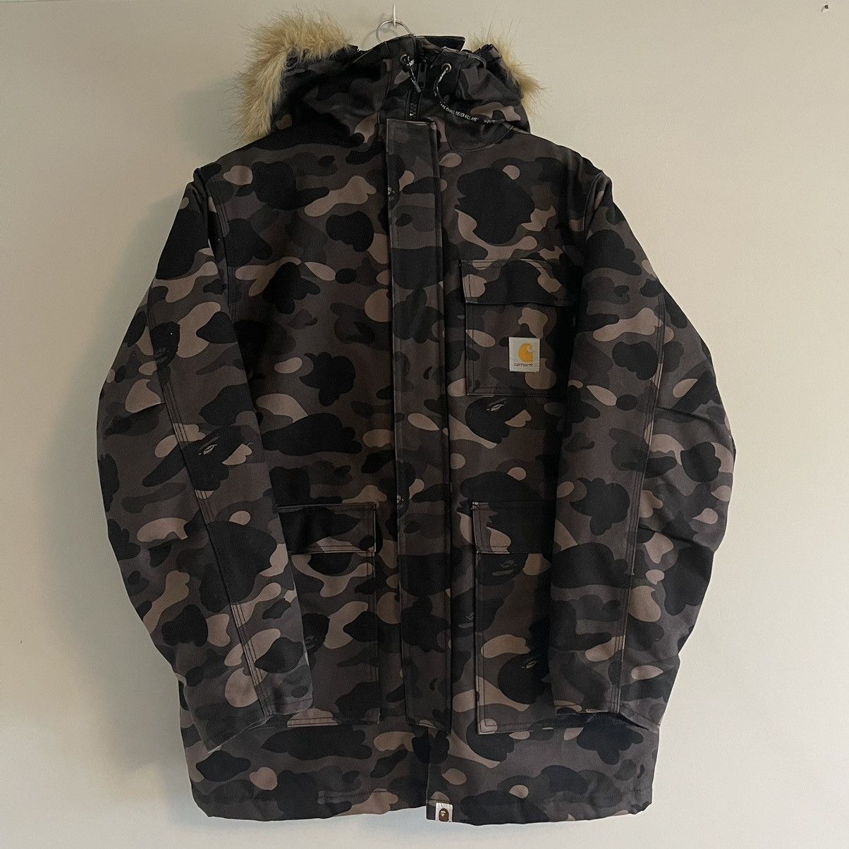 Bape Bape x Carhartt Black Camo N-3B Jacket Parka | Grailed