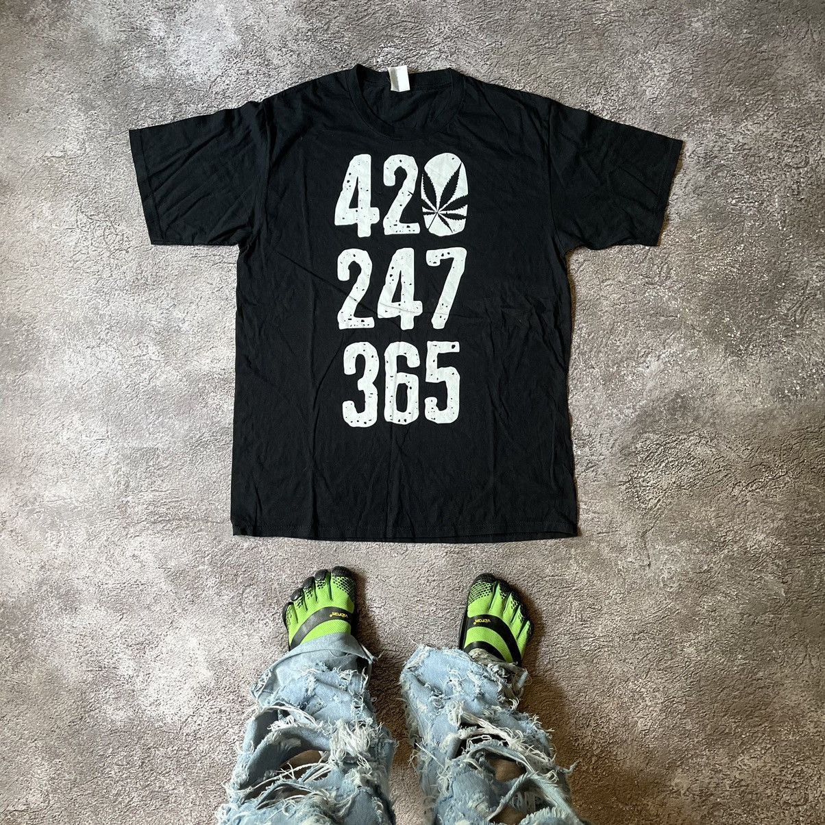 Vintage Vintage Y2K Graphic Tee 420 247 365 Streetwear Skate Slim XL Size US XL / EU 56 / 4 - 1 Thumbnail