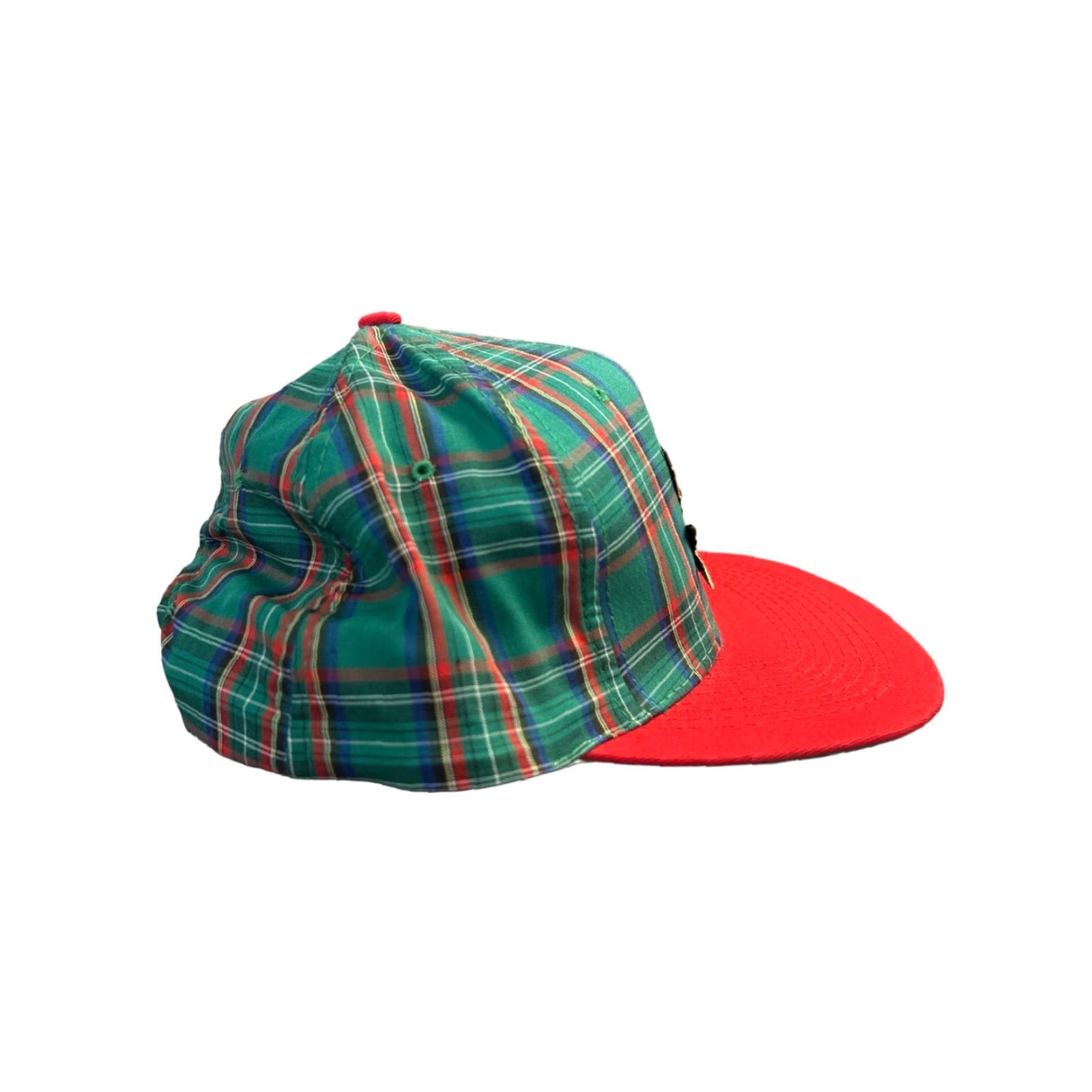 Vintage VINTAGE KC Hat One Size OSFA Green 90s Weed Snapback Plaid Tartan Green Red Bill Men Womens Boys Girls NWOT Deadstock Size ONE SIZE - 3 Thumbnail