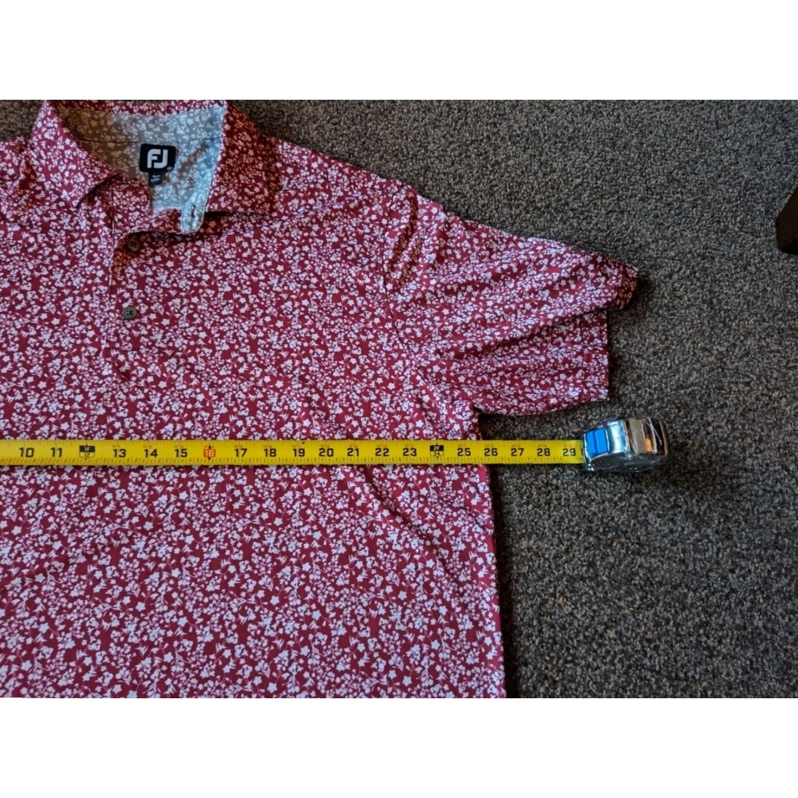 Footjoy FootJoy Polo Shirt Mens XL Red White Floral Wild Rock Golf Club Stretch Read Size US XL / EU 56 / 4 - 7 Thumbnail
