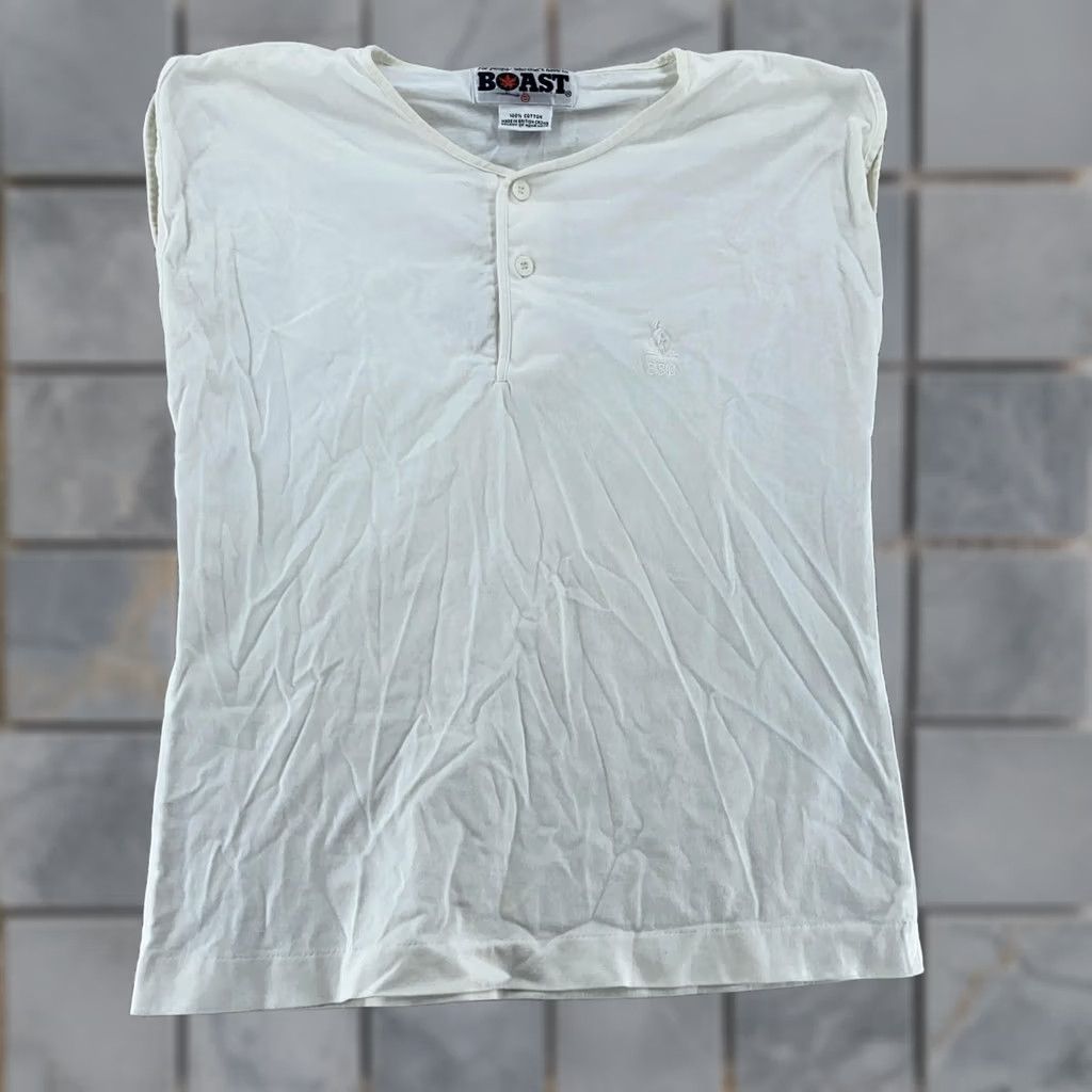 Vintage VINTAGE Boast T-Shirt Henley Sleeveless Mens XS White 80s 90s Concert Sportswear Shirt Size US XS / EU 42 / 0 - 1 Thumbnail