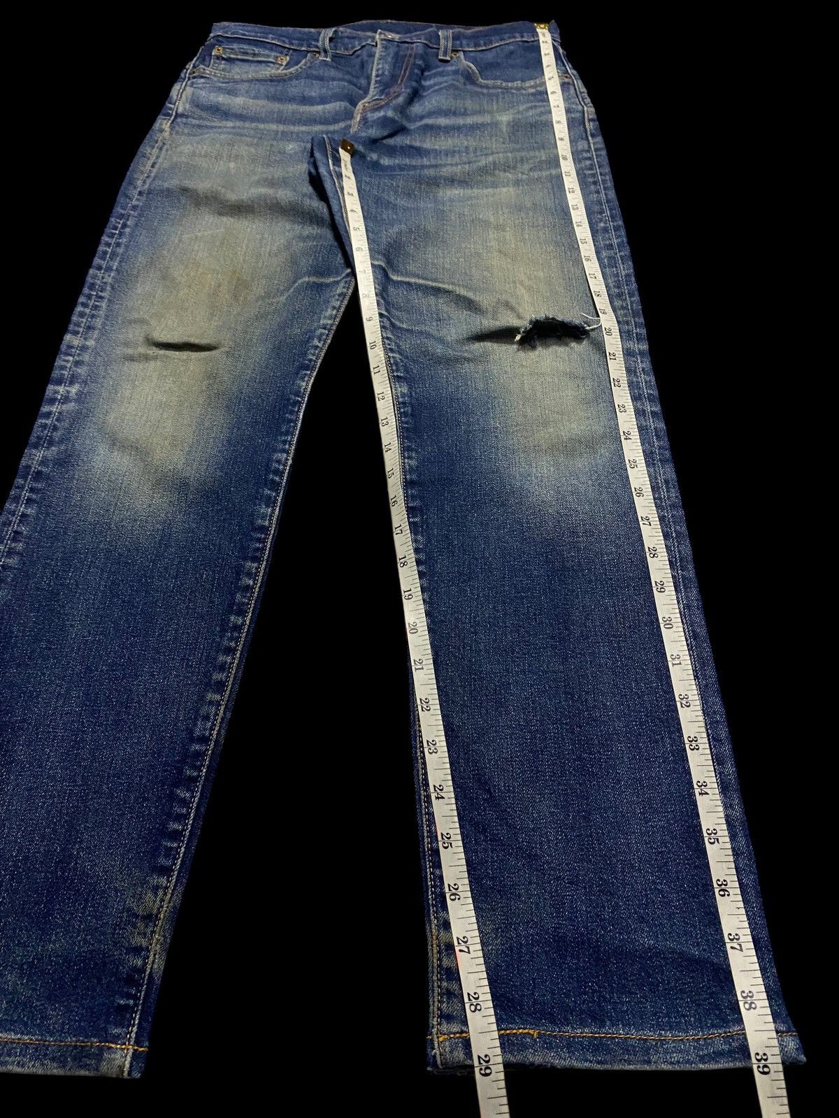 Levi's Vintage Clothing Levis 502 Y2K Big E Blue Wash Distressed Slim Fit Jeans Size US 31 - 15 Thumbnail