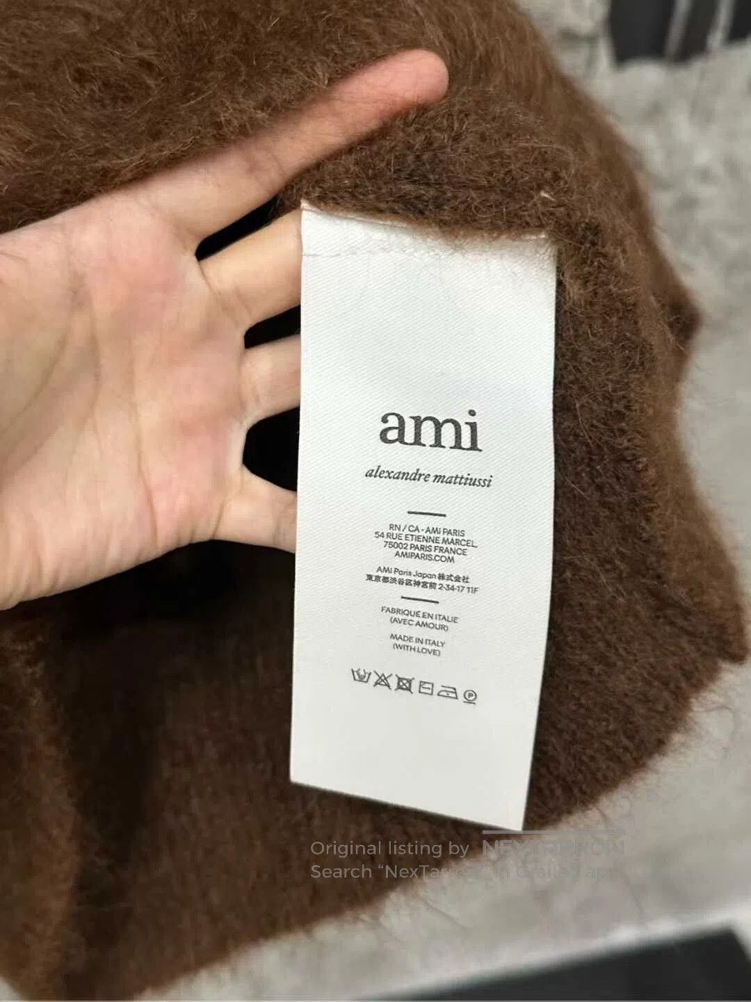 AMI brown fuzzy knit sweater. Size US L / EU 52-54 / 3 - 5 Thumbnail