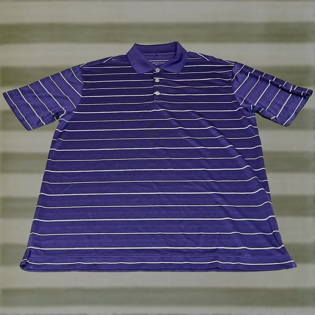Nike Nike Golf Shirt Polo Men M Purple Striped Swoosh Dri-Fit Nike Golf Performance Short Sleeve Regular Fit Adult Medium Purple Golf apparel Size US M / EU 48-50 / 2 - 1 Thumbnail