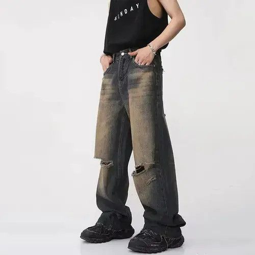 Jean Kawamura x Misa Baggy Faded Washed Knee Ripped Jeans Size US 31 - 6 Thumbnail