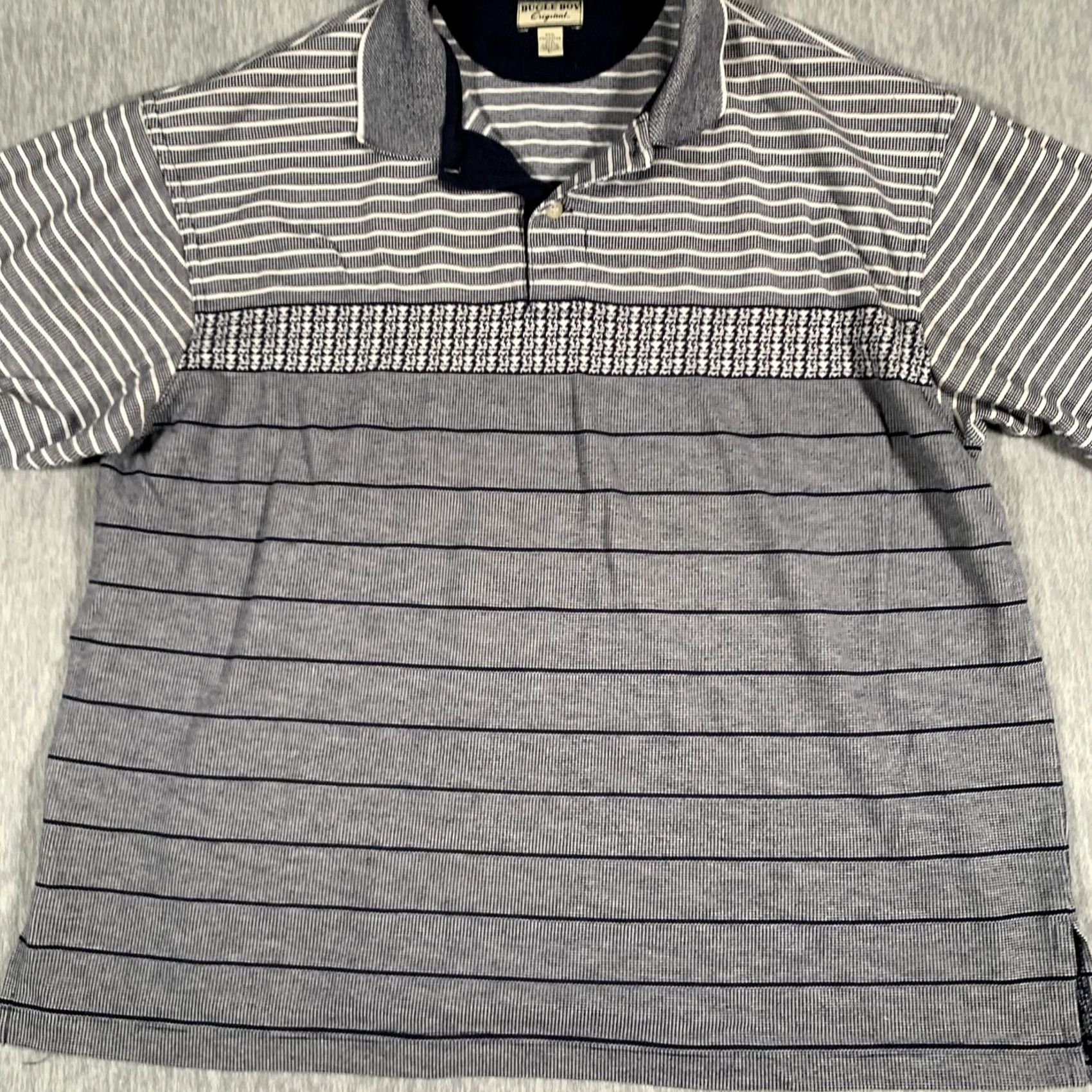 Bugle Boy VINTAGE Bugle Boy Polo Shirt Mens Large Gray Blue Stripe Knit Retro 90s Size US L / EU 52-54 / 3 - 3 Thumbnail