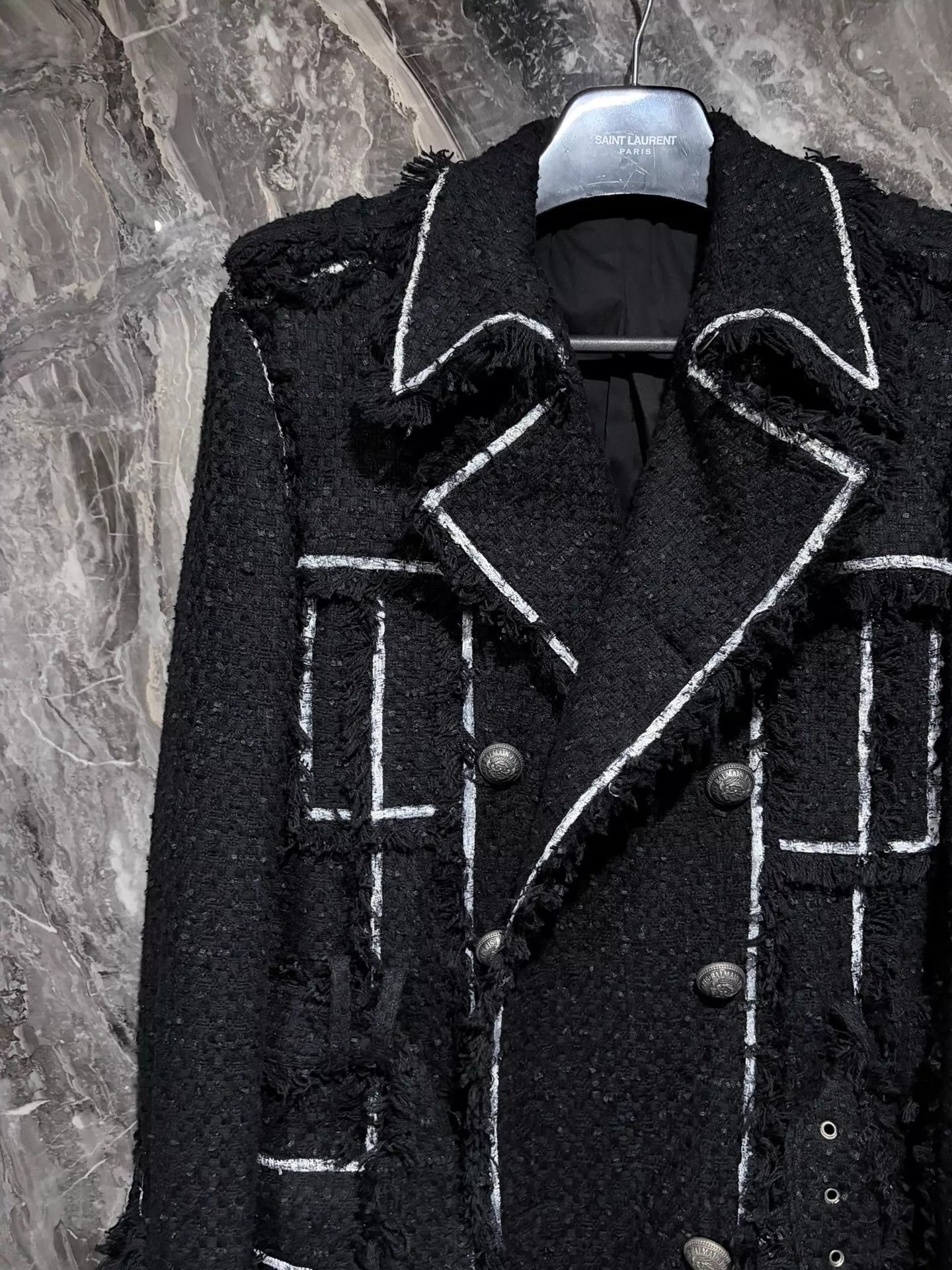 Balmain Balmain 19ss Runway Black & White Line Coat 50 New Size US M / EU 48-50 / 2 - 3 Thumbnail