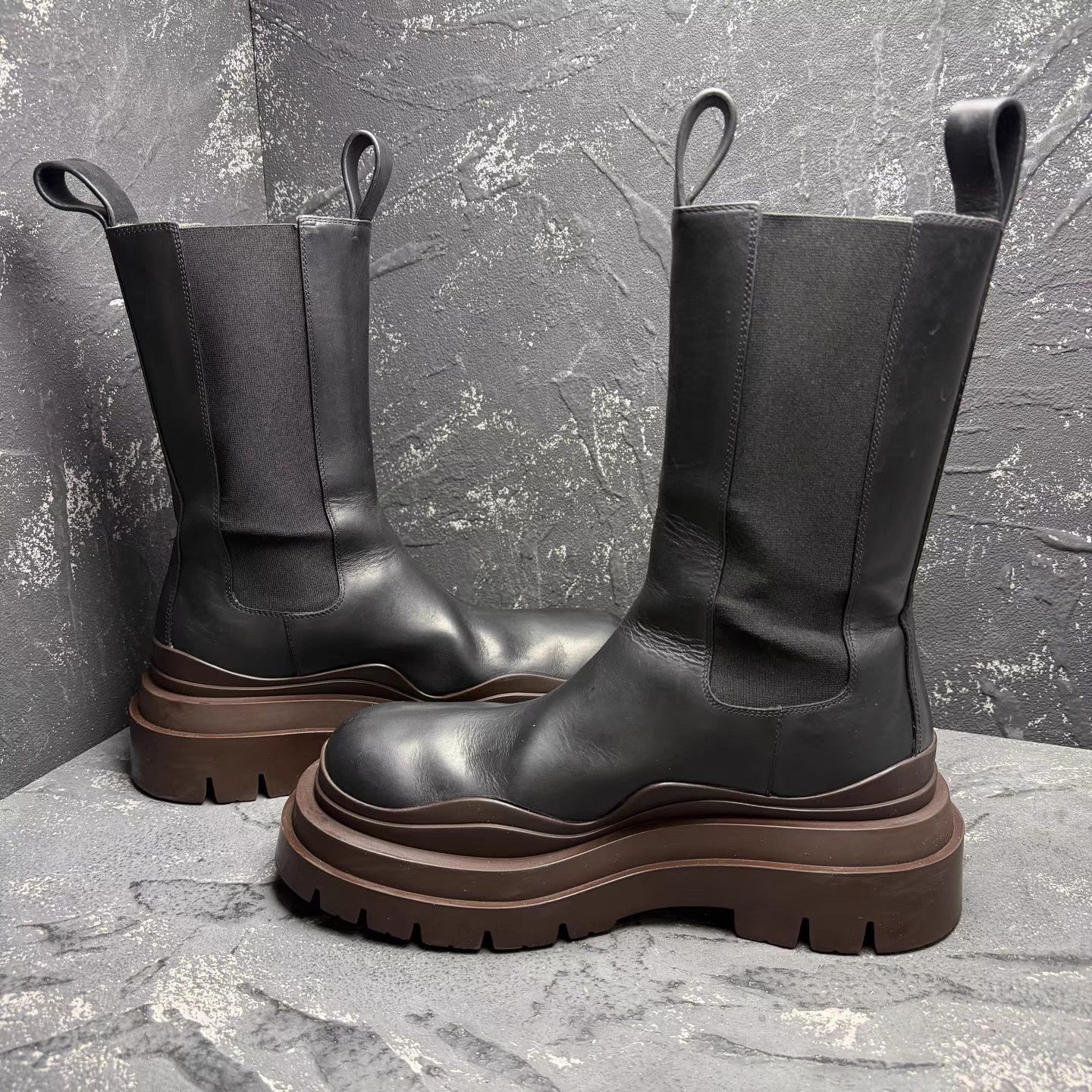 Bottega Veneta Bottega Veneta Black & Brown Thick-Sole Cigarette Boots Q10 Size US 8 / IT 38 - 4 Thumbnail