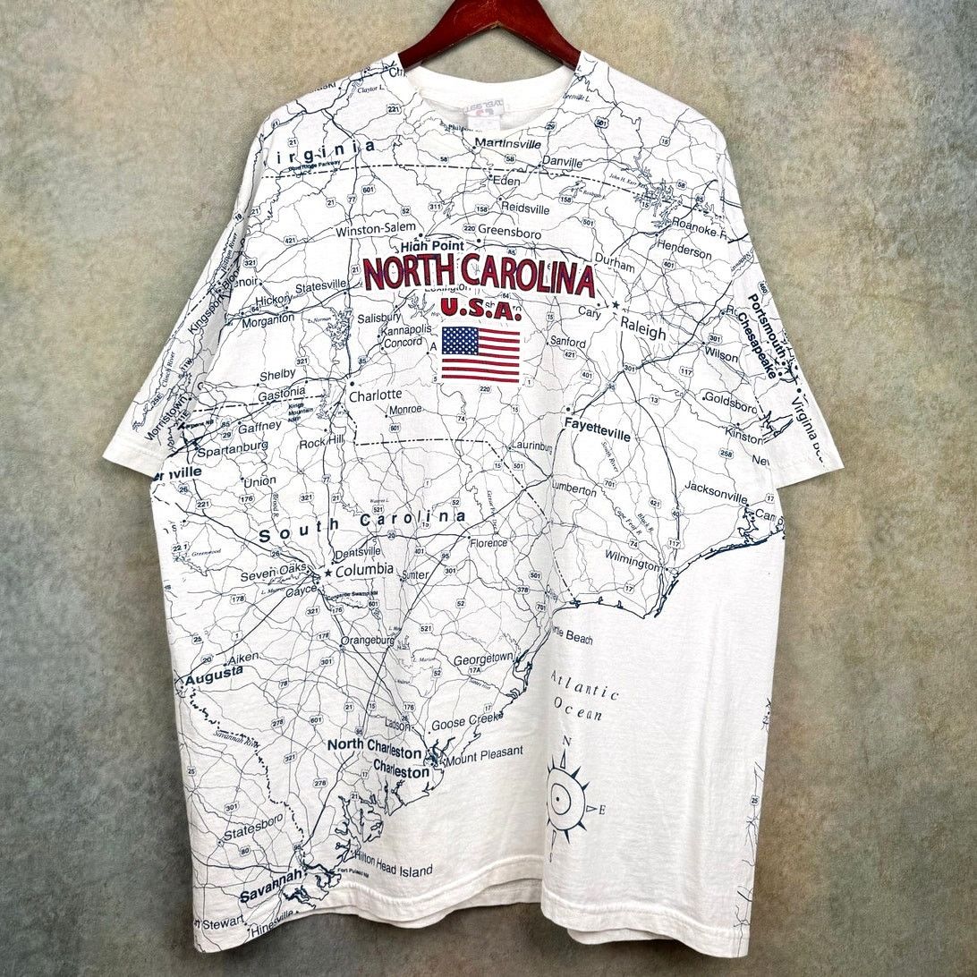 Vintage VTG 90s North Carolina Map AOP T Shirt XXL Size US XXL / EU 58 / 5 - 1 Thumbnail