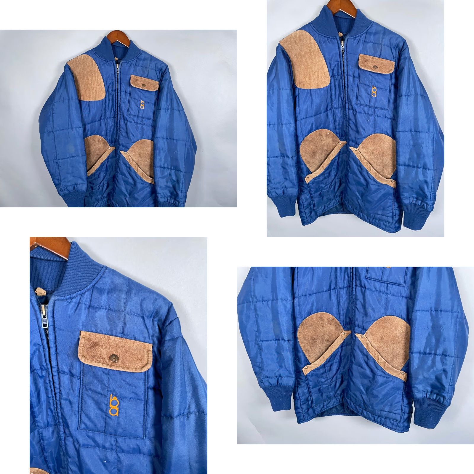 Vintage VINTAGE Bob Allen Quilted Shooting Jacket Adult Medium Blue Suede Leather Trim Size US M / EU 48-50 / 2 - 8 Thumbnail