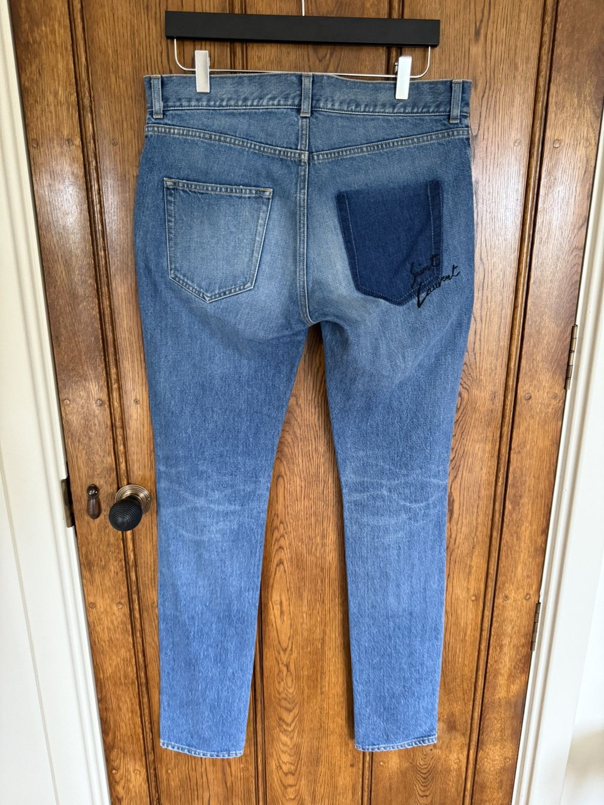 Saint Laurent Paris SS18 Saint Laurent logo script denim jeans 31 grail D02 Size US 31 - 2 Thumbnail