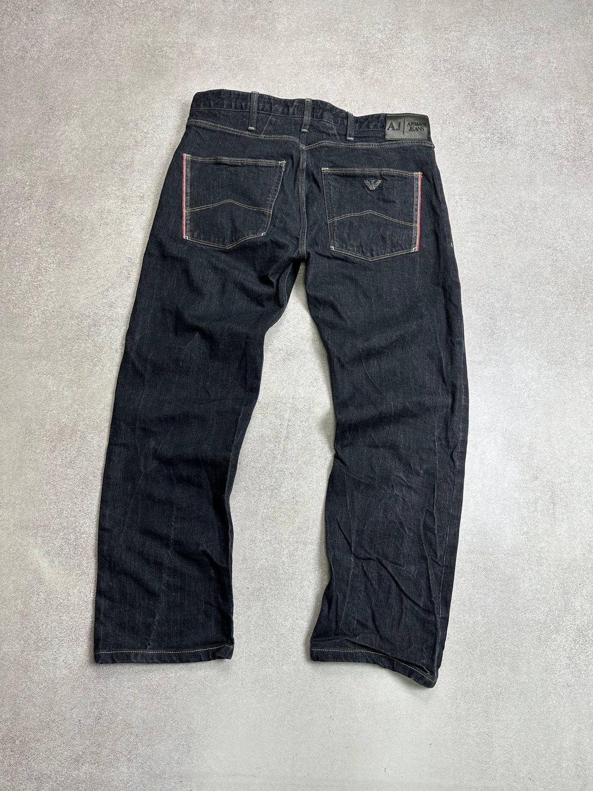 Armani Vintage Armani Metal Logo Baggy Denim Jeans Pants 33 Size US 33 - 2 Thumbnail