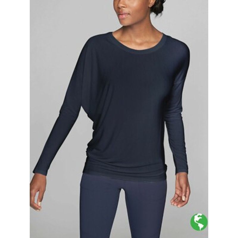 Athleta Athleta Threadlight Asym Relaxed Long Sleeve Top Black LP Size L / US 10 / IT 46 - 2 Thumbnail