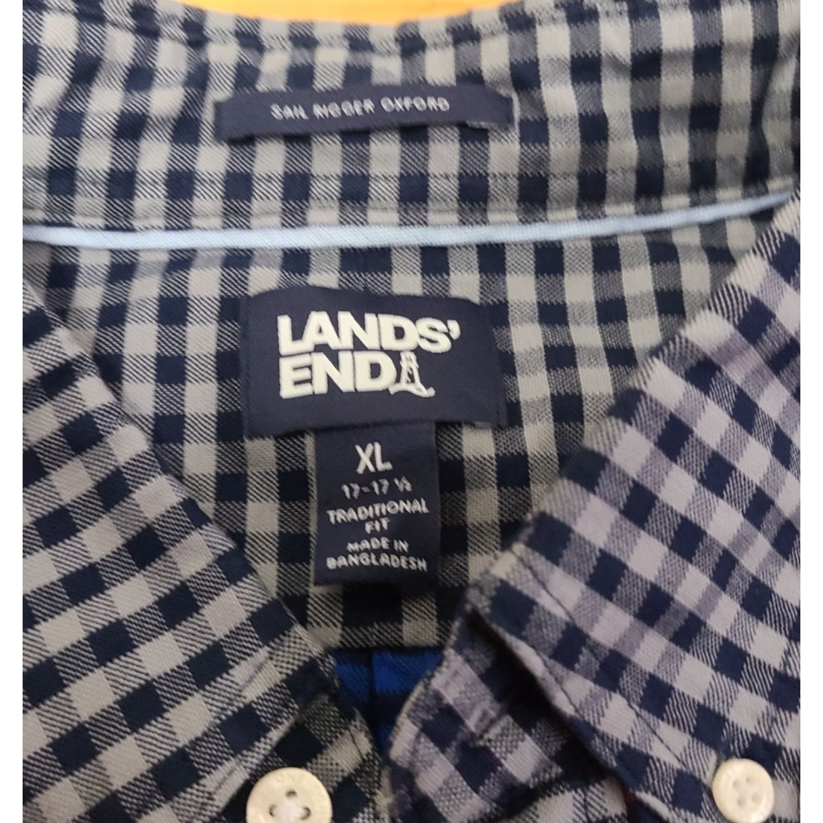 Lands' End Lands' End Mens XL Shirt Sail Rigger Oxford Traditional Fit Multicolor Check Button-Up Long Sleeve Casual Size US XL / EU 56 / 4 - 3 Thumbnail