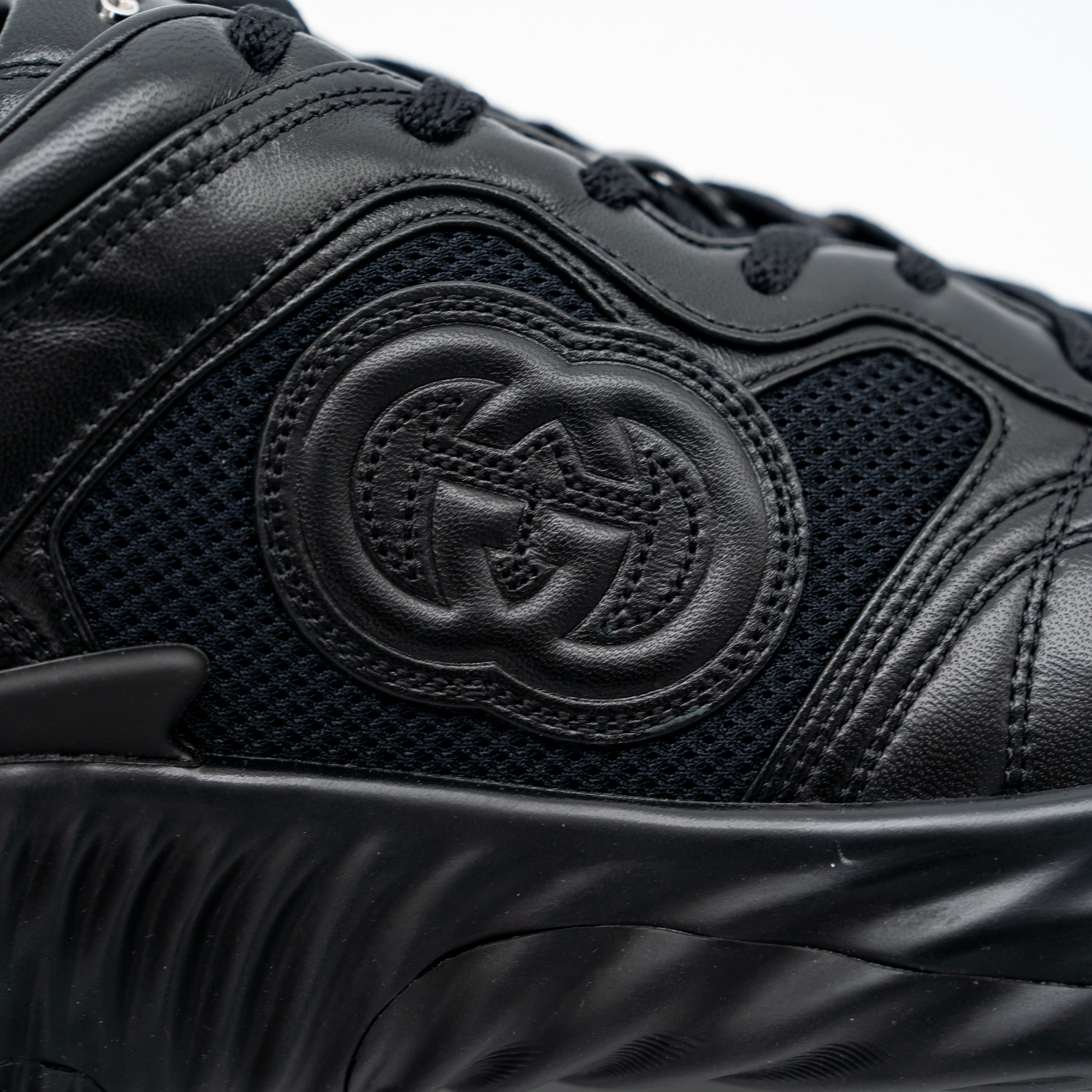 Gucci 13.5 US Gucci Ripple Sneakers Triple Black Leather GG Size US 14 / EU 47 - 9 Thumbnail