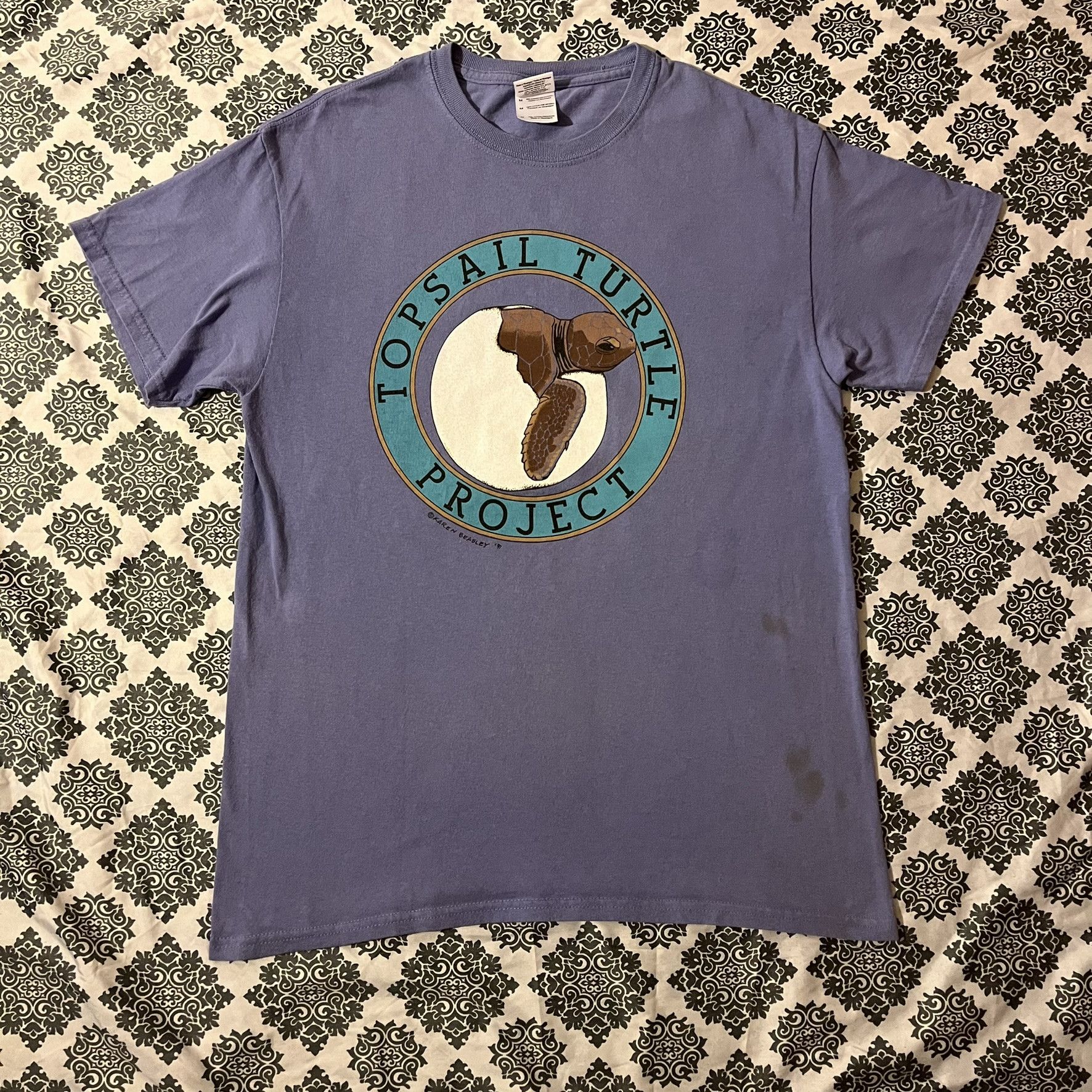 Gildan VTG 90s Topsail Turtle Project Lavender Casual Graphic Tee Size M / US 6-8 / IT 42-44 - 1 Thumbnail