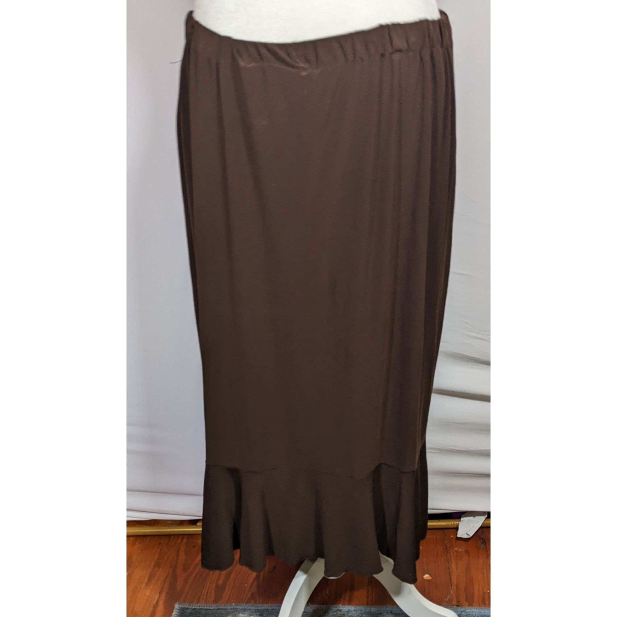 Other Vintage Nice Wear Brown Midi Skirt With Subtle Ruffle Edge Size 32" / US 10 / IT 46 - 4 Thumbnail