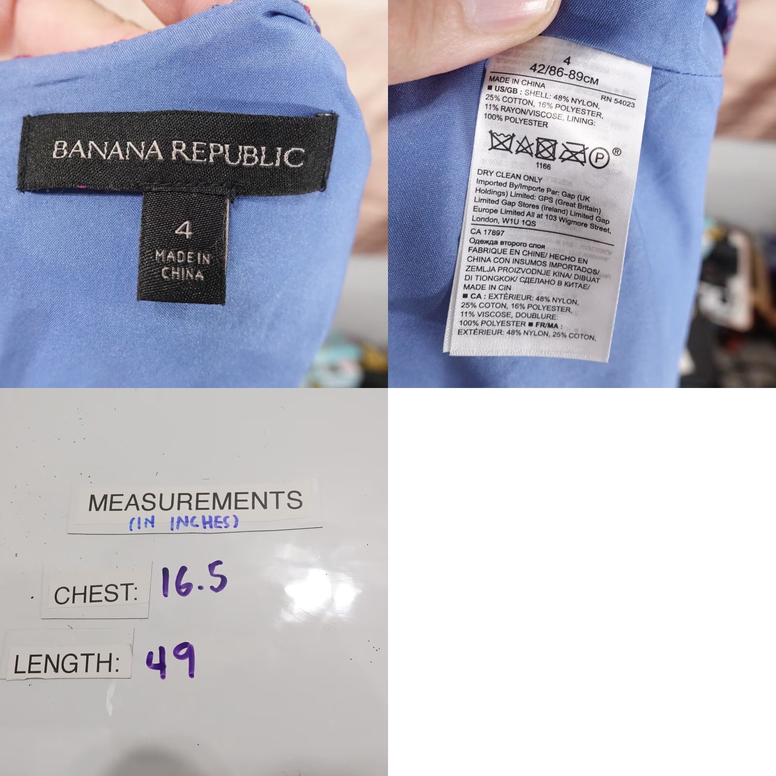 Banana Republic VINTAGE? No. Banana Republic Dress Womens 4 Blue Purple Lace Asymmetrical Hem Party Cocktail Wedding Formal Dress Size S / US 4 / IT 40 - 8 Thumbnail