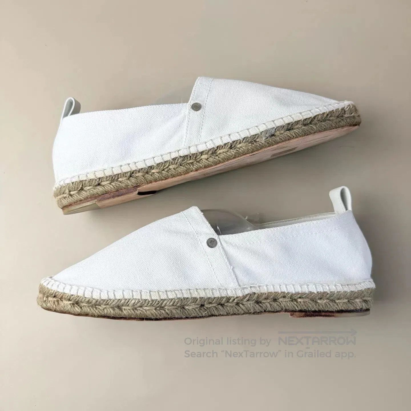 Hermes White Canvas Slip-On Espadrille Shoes. Size US 8 / EU 41 - 5 Thumbnail