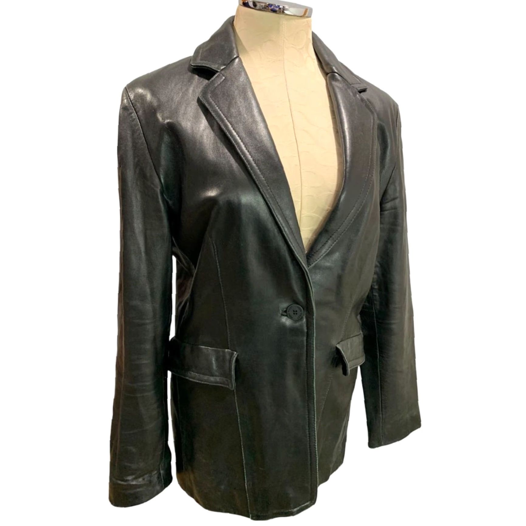 Nine West Nine West Womens Leather Jacket Black Size Medium Biker Jacket Modern Soft Adult Womens Size M / US 6-8 / IT 42-44 - 2 Thumbnail