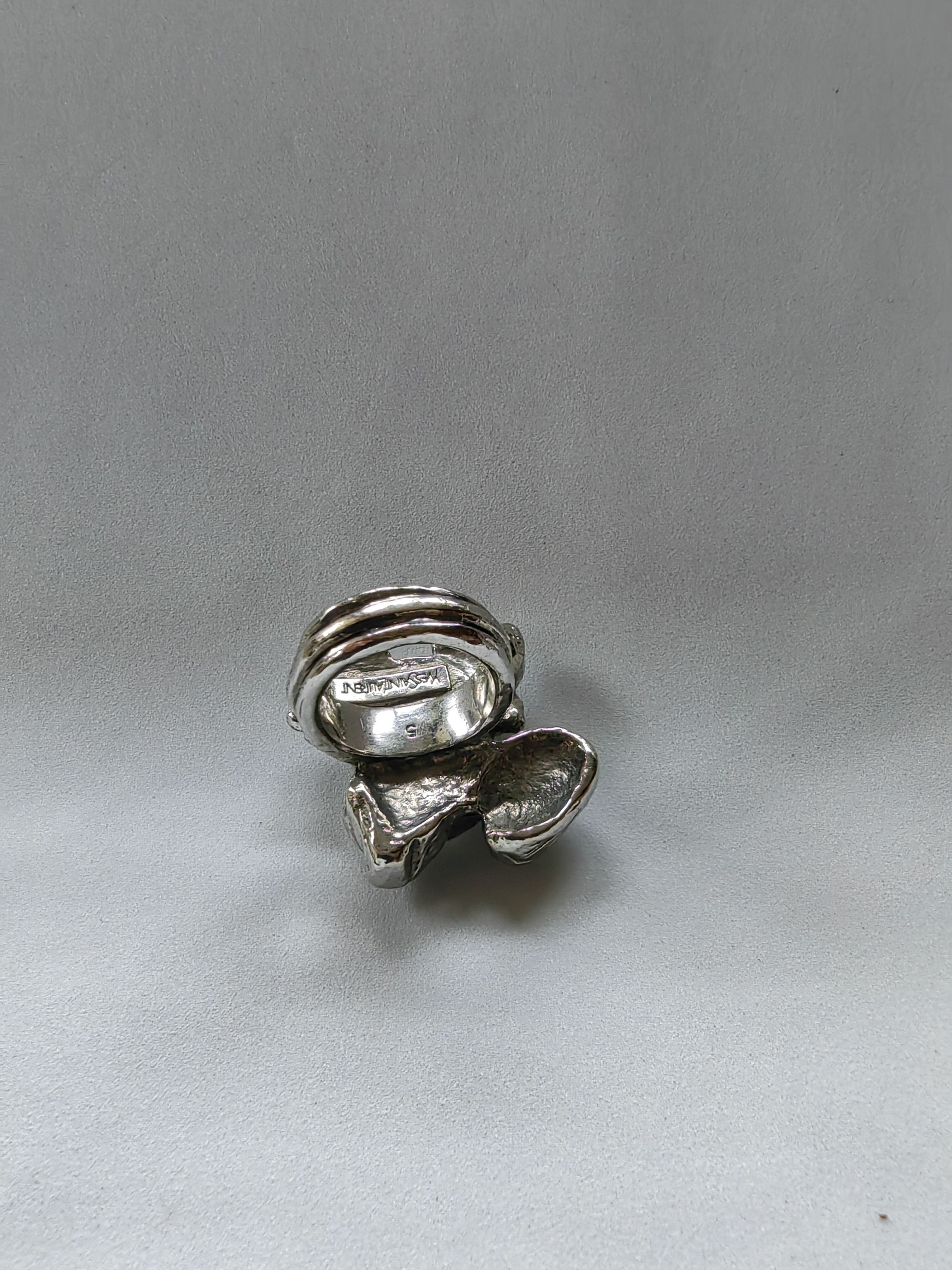 Yves Saint Laurent Authentic Saint Laurent Ring Crystal Stone Silver-tone Size ONE SIZE - 2 Thumbnail