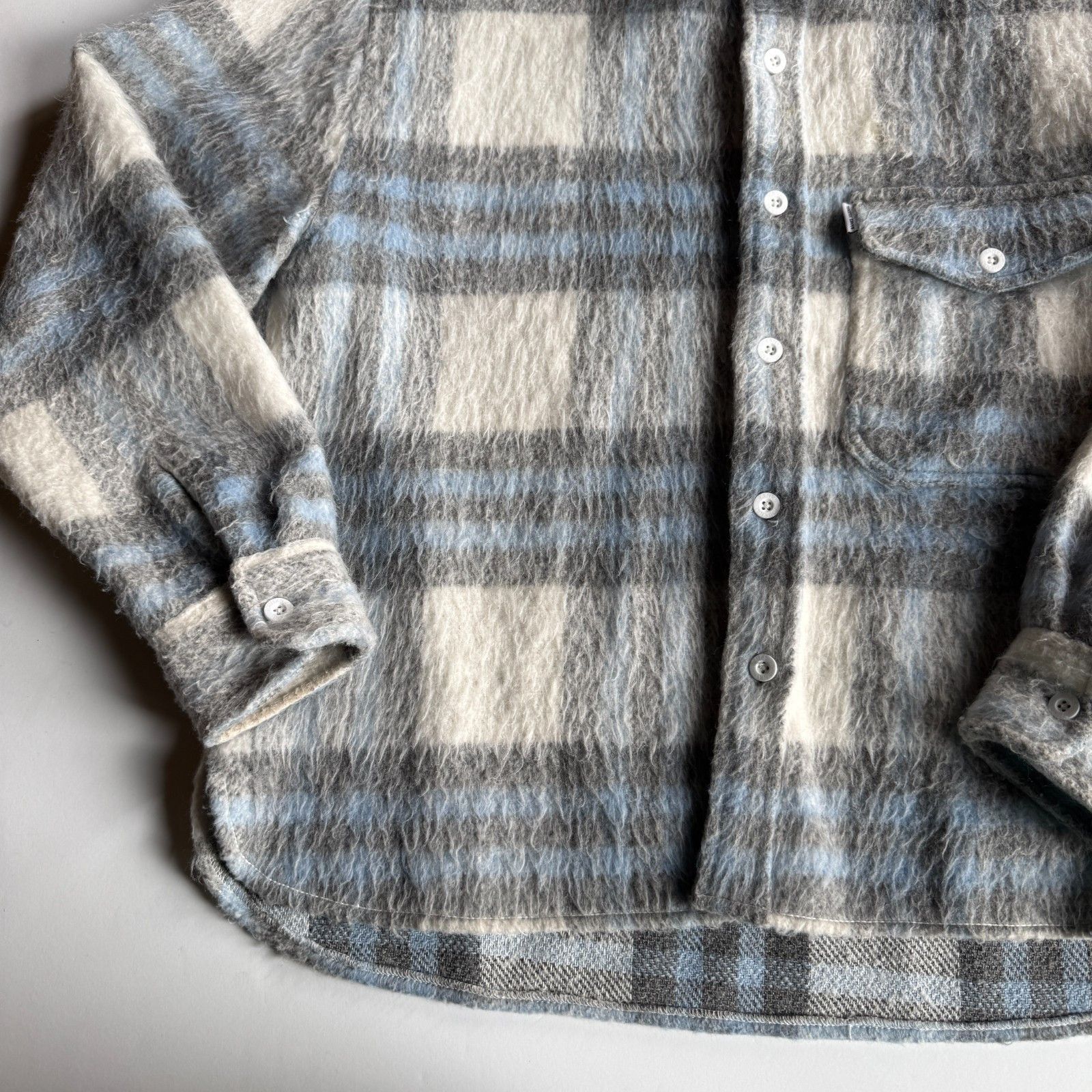 Banks Journal Banks Journal Blue Fuzzy Plaid Wool Blend Overshirt Jacket Size US M / EU 48-50 / 2 - 2 Thumbnail