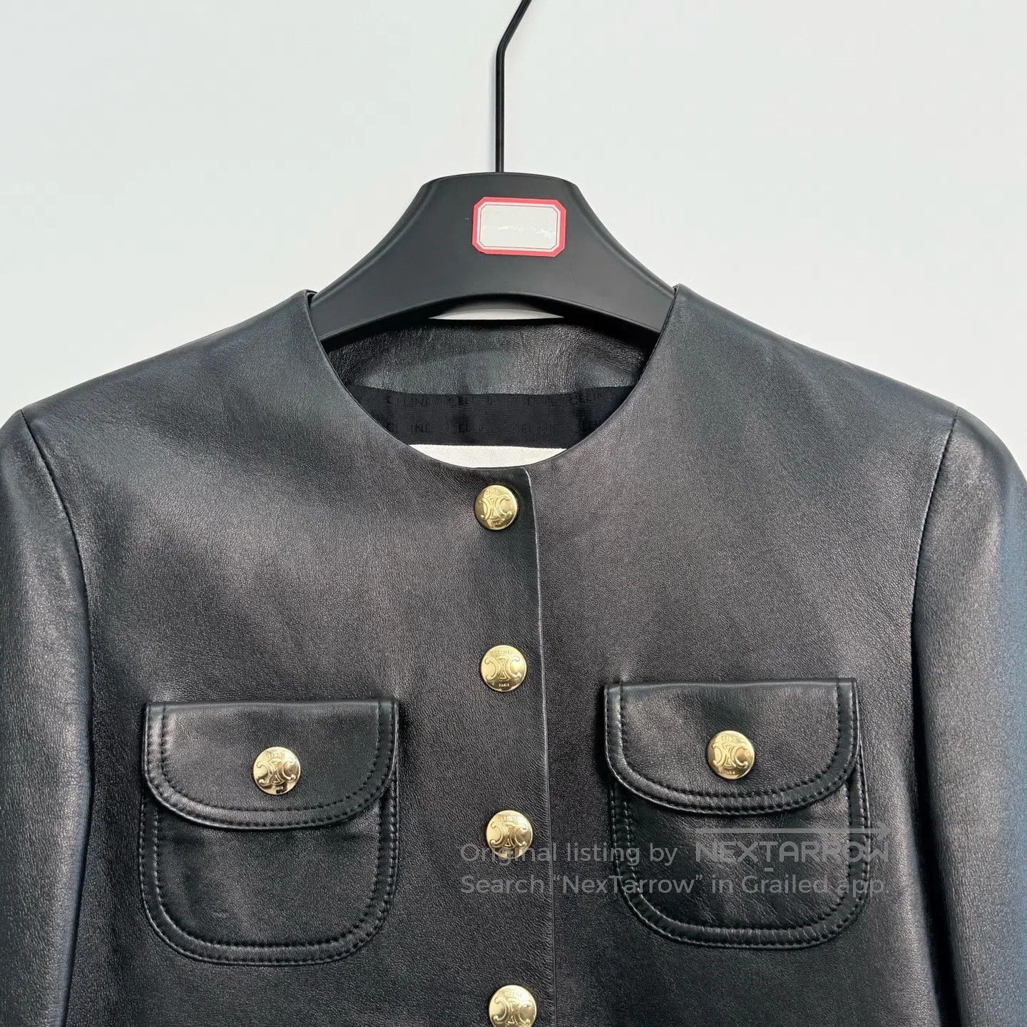Celine CELINE Solid Color Round Neck Pocket Single-Breasted Leath Size XXS / US 00 / IT 34 - 2 Thumbnail
