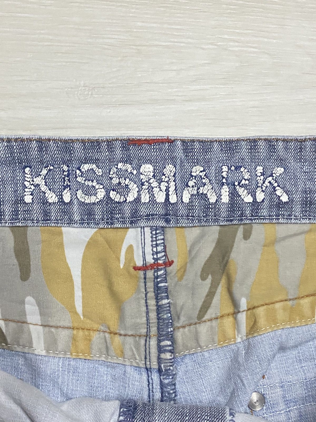 Japanese Brand Vintage KissMark Japan Double Knee StoneWash Baggy Jeans Size US 35 - 14 Thumbnail