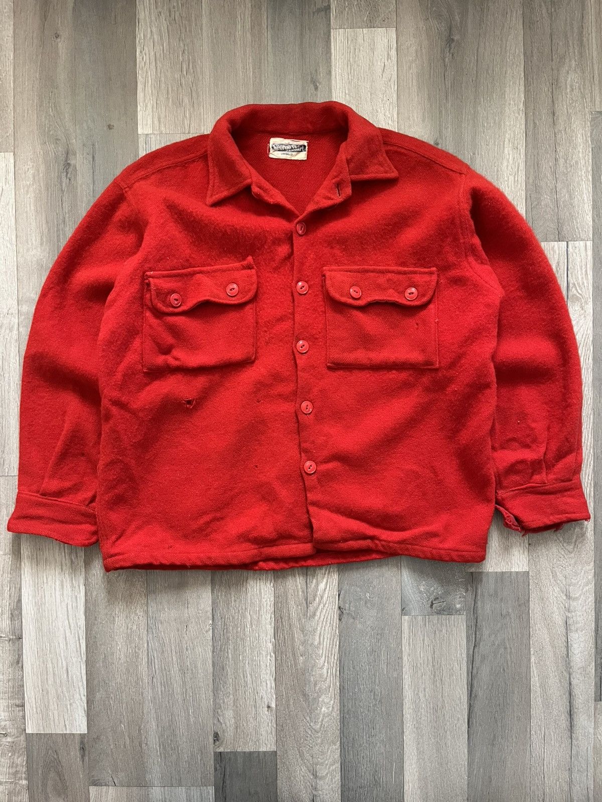 Vintage 1940s/50s Sanforized Wool Hunting Shirt by George Shirt Size US L / EU 52-54 / 3 - 1 Thumbnail