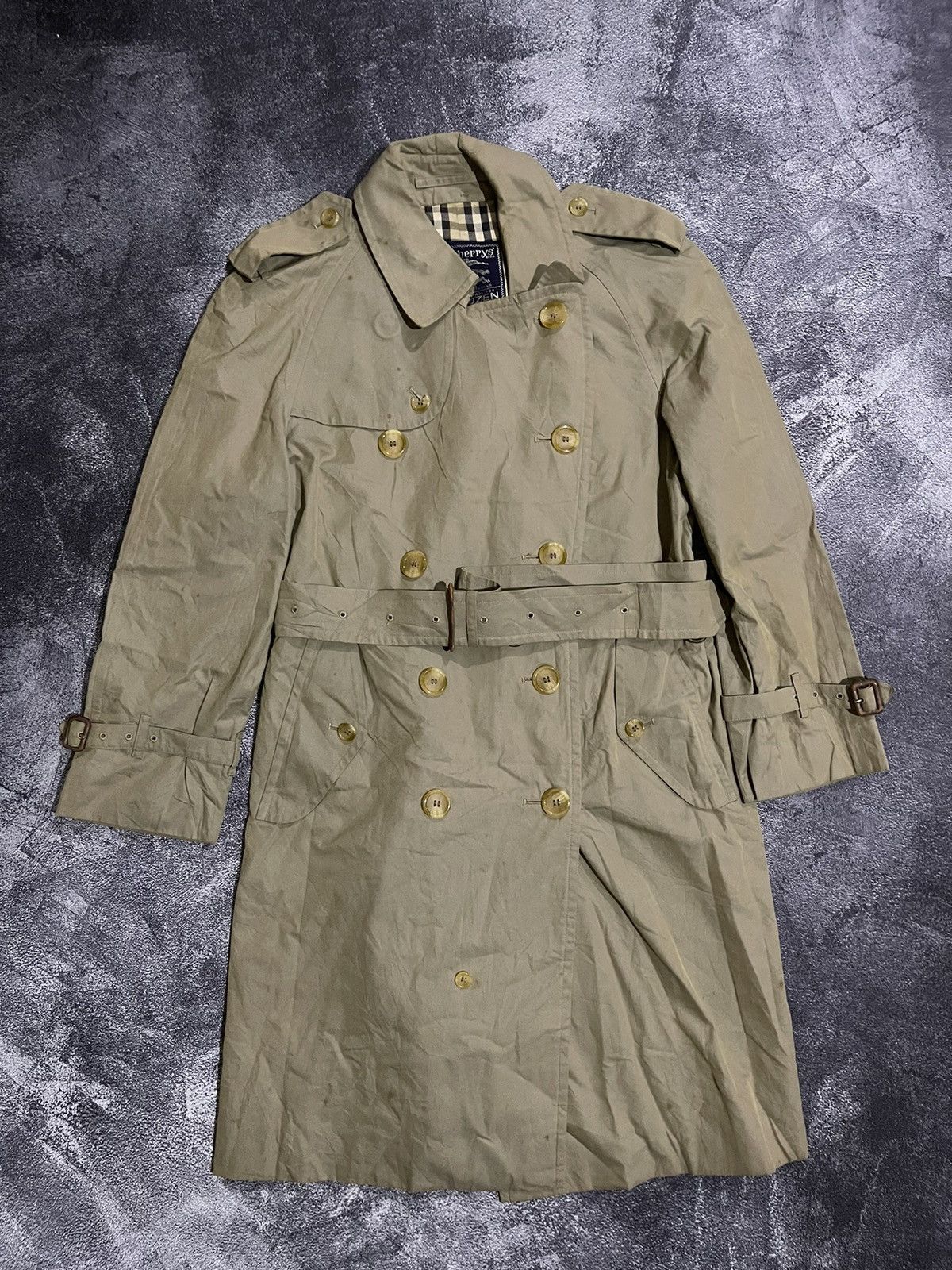 image of Burberry's Trench Coat Nova Check Made In England in Brown, Men's (Size Large)