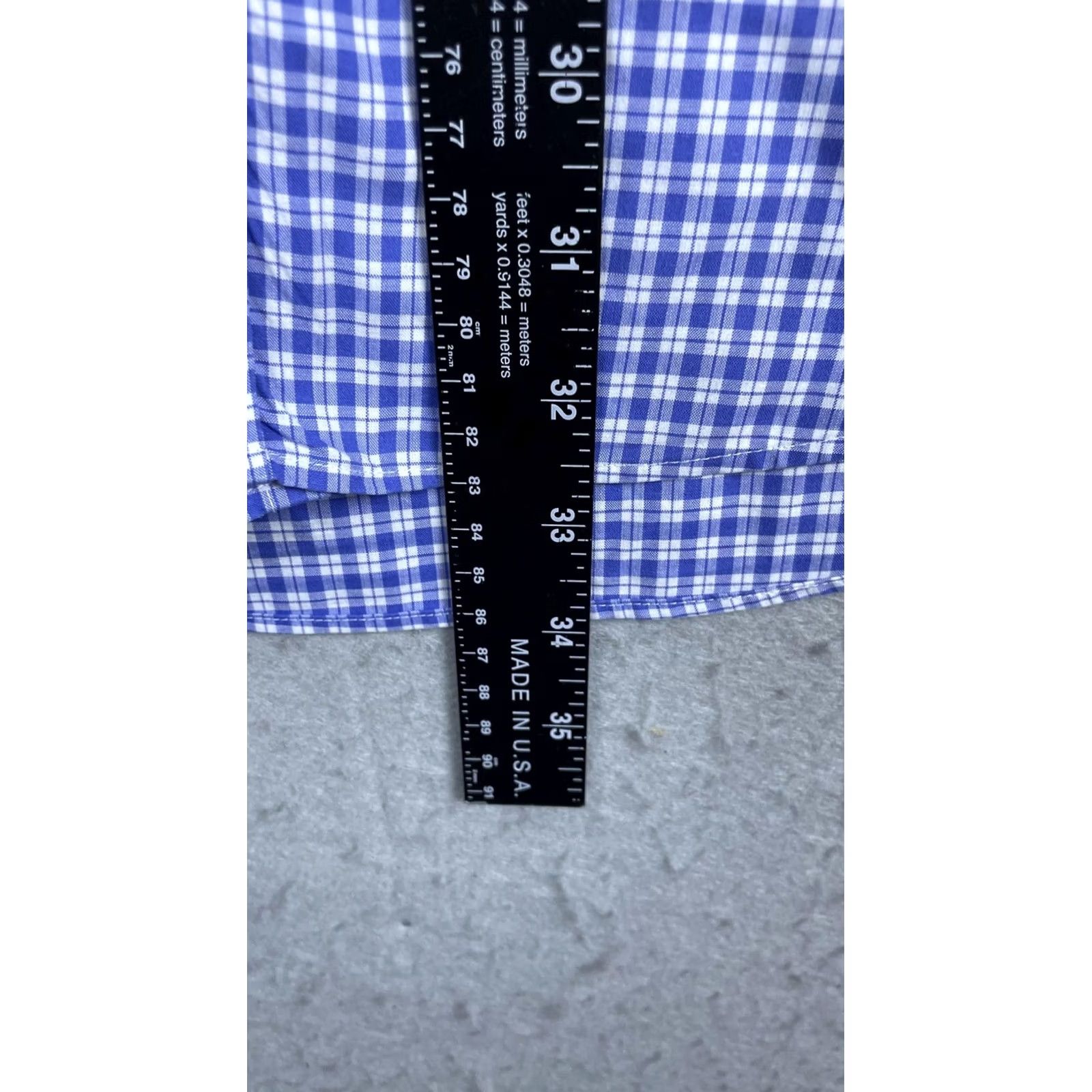 Ralph Lauren Lauren Ralph Lauren Shirt Mens 17.5 36/37 Blue Check Classic Fit Non Iron Dress Shirt Size 48R - 4 Thumbnail