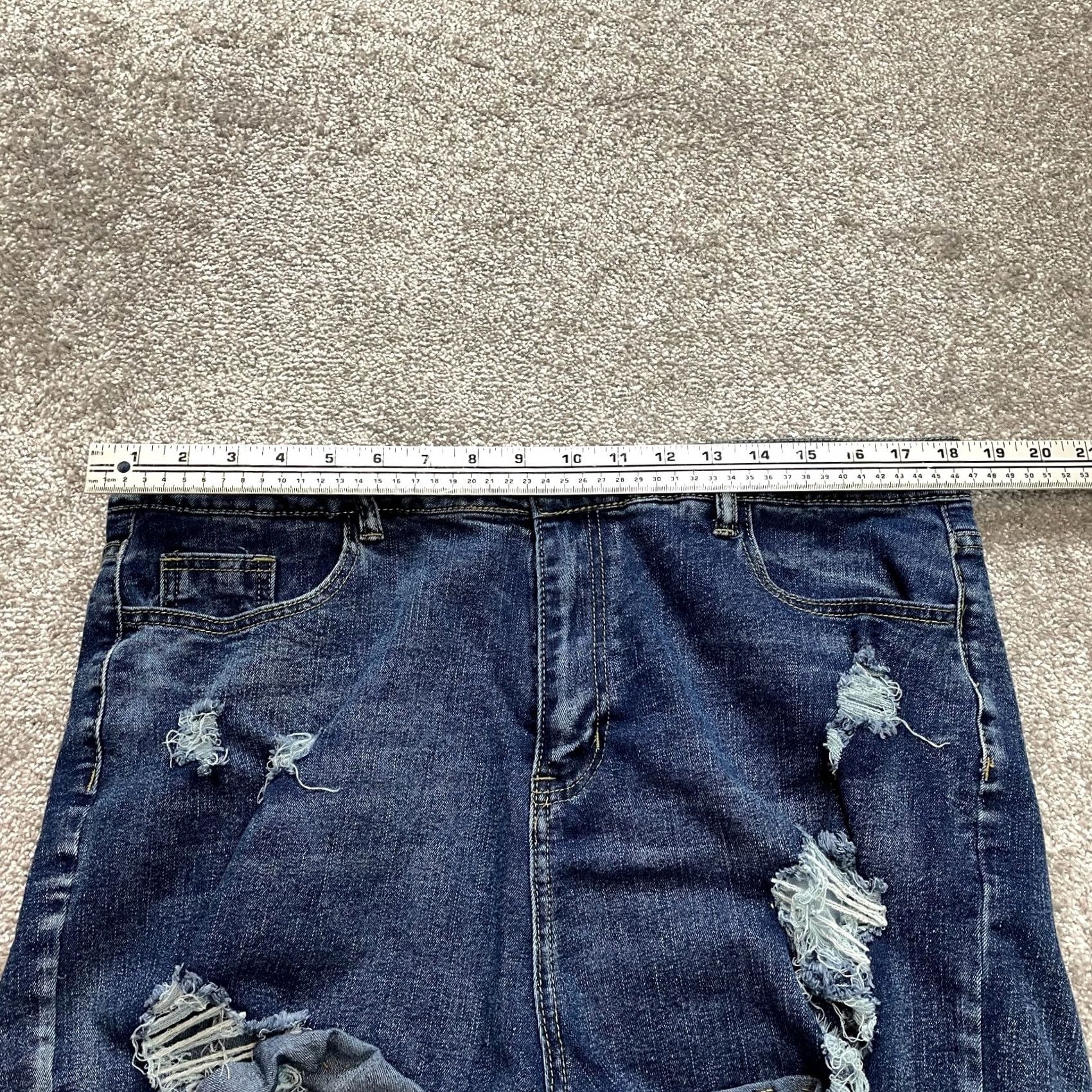 Shein Shein Bermuda Shorts Womens 12 3XL Blue Denim Stretch Rolled Distressed Jean Size 34" / US 12 / IT 48 - 5 Thumbnail