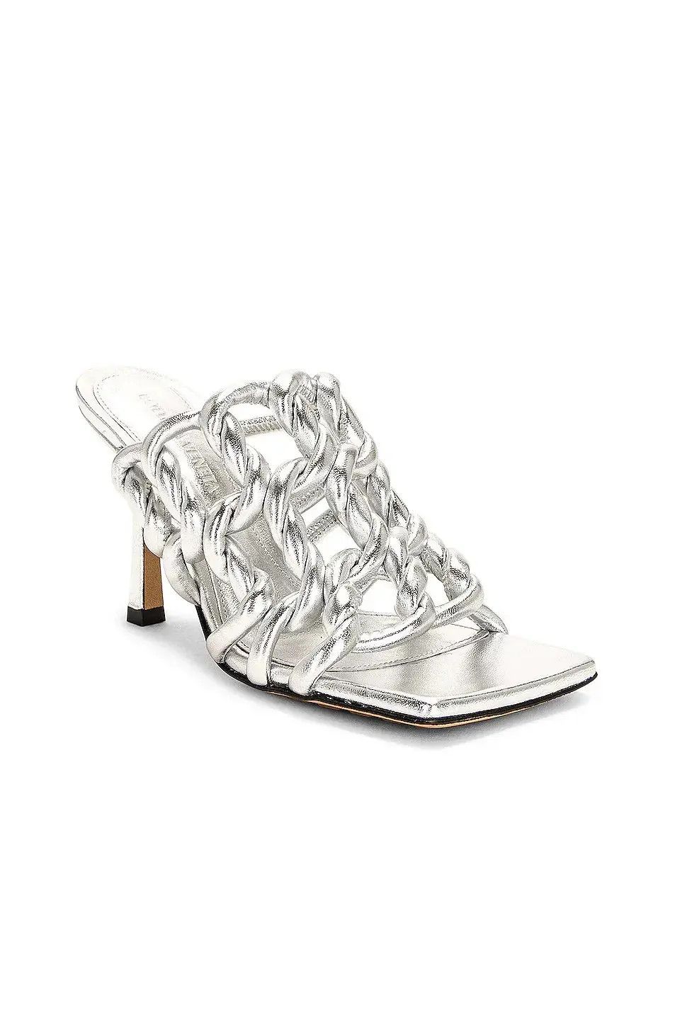 Bottega Veneta o1n1vont1224 Stretch Twist Sandal Mules in Silver Size US 4 / IT 34 - 2 Thumbnail