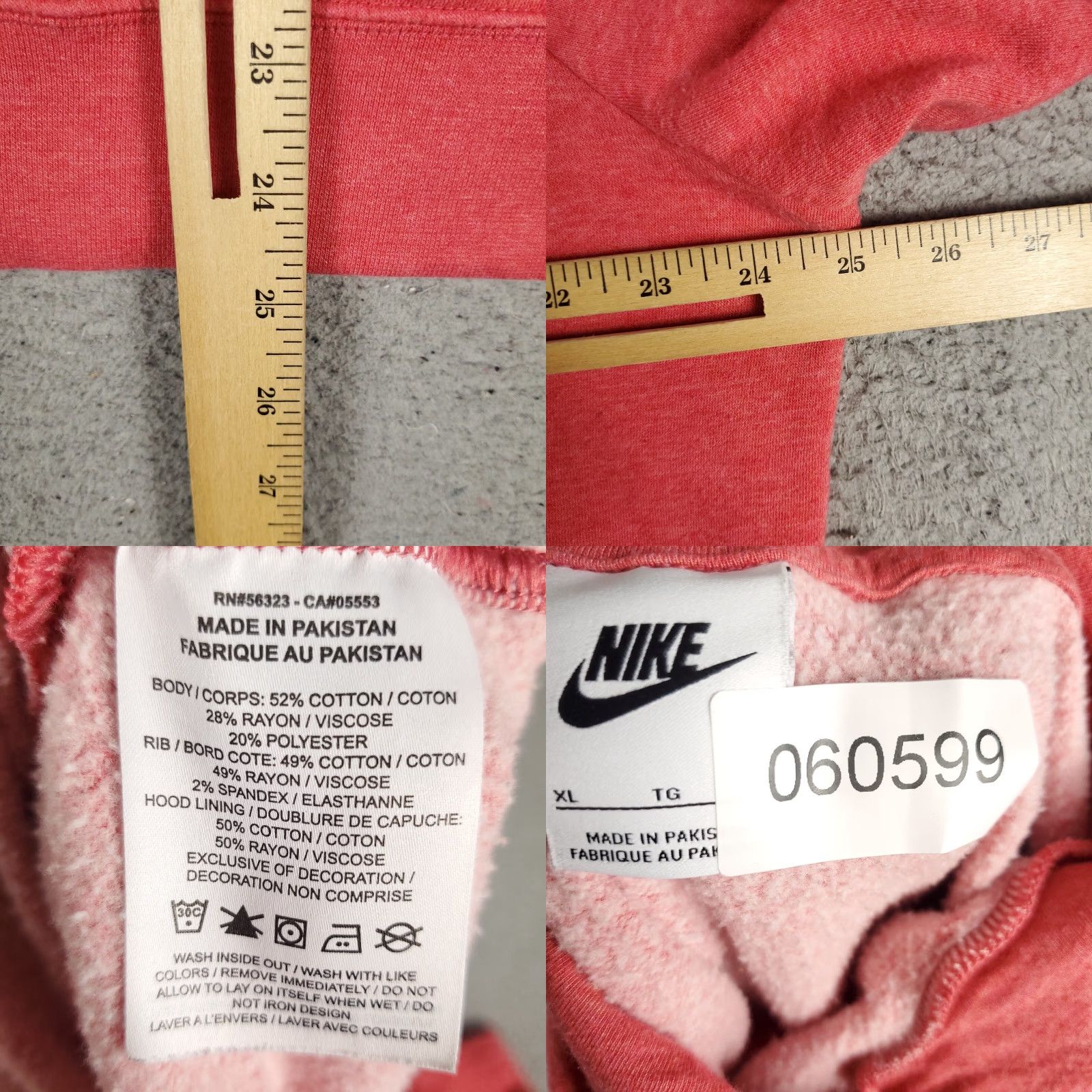 Nike Nike Hoodie Womens XL Red Pullover Sweatshirt Mock Neck Logo All Seasons Hooded Athletics Sports Ladies Shirt (No N/A) Size XL / US 12-14 / IT 48-50 - 8 Thumbnail