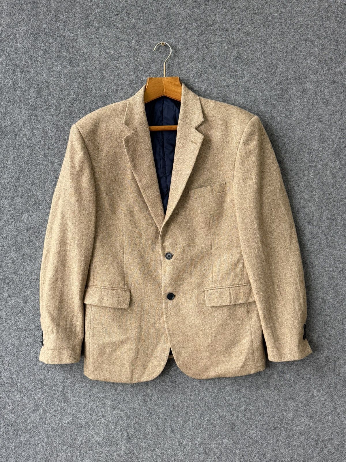 Hockerty handmade beige wool blazer quilted lining size L