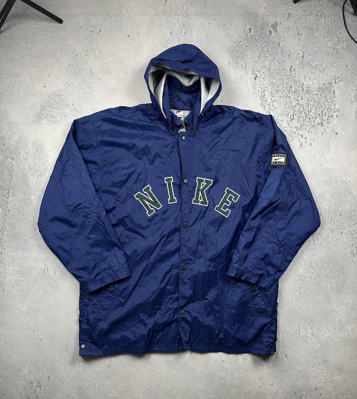 Nike Vintage Nike Swoosh Oversized Hooded Windbreaker Rain Jacket Size US XXL / EU 58 / 5 - 1 Thumbnail