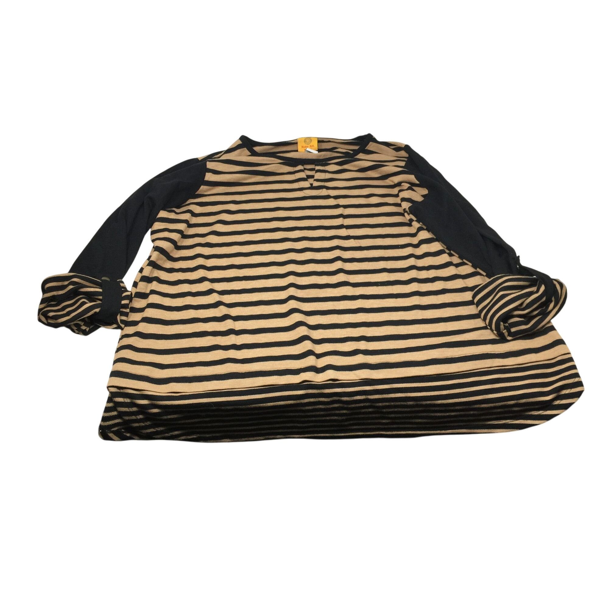 Other Ruby Rd Womens Black and Brown Long Sleeved Striped Shirt Si Size XL / US 12-14 / IT 48-50 - 2 Thumbnail
