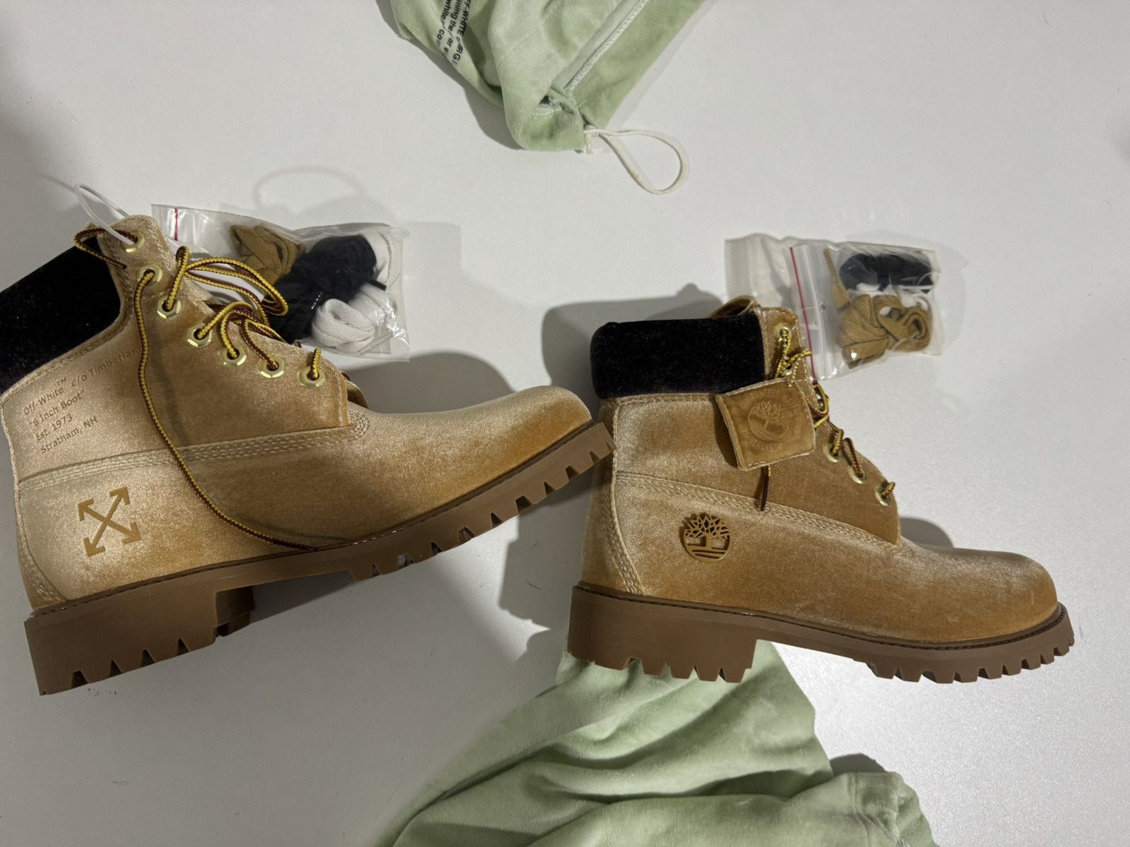 Off-White × Timberland Timberland 6” boot wheat velvet Size US 7.5 / EU 40-41 - 4 Thumbnail