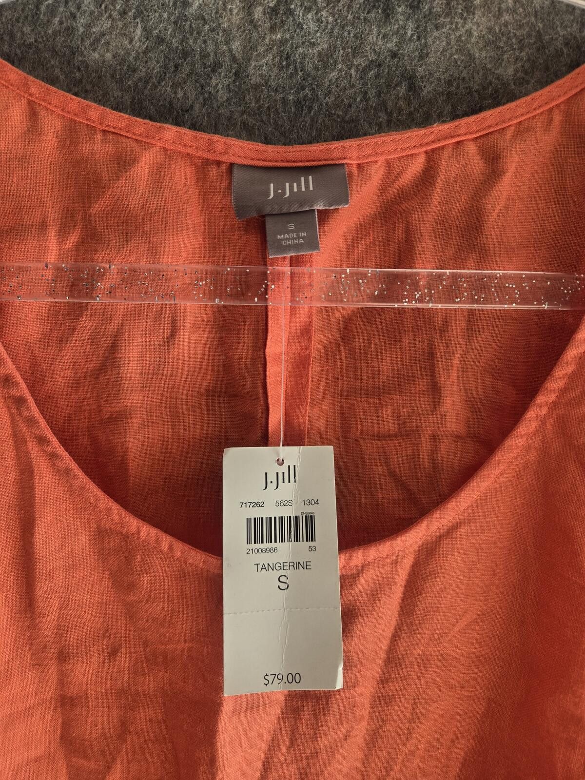 Other New J. Jill Sz S Tangerine Sleeveless Midi Linen Dress Size S / US 4 / IT 40 - 4 Thumbnail