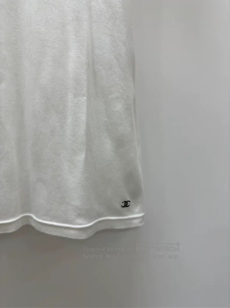 Chanel Chanel White rolled-edge embroidered cotton round-neck sho Size XXS / US 00 / IT 34 - 3 Thumbnail