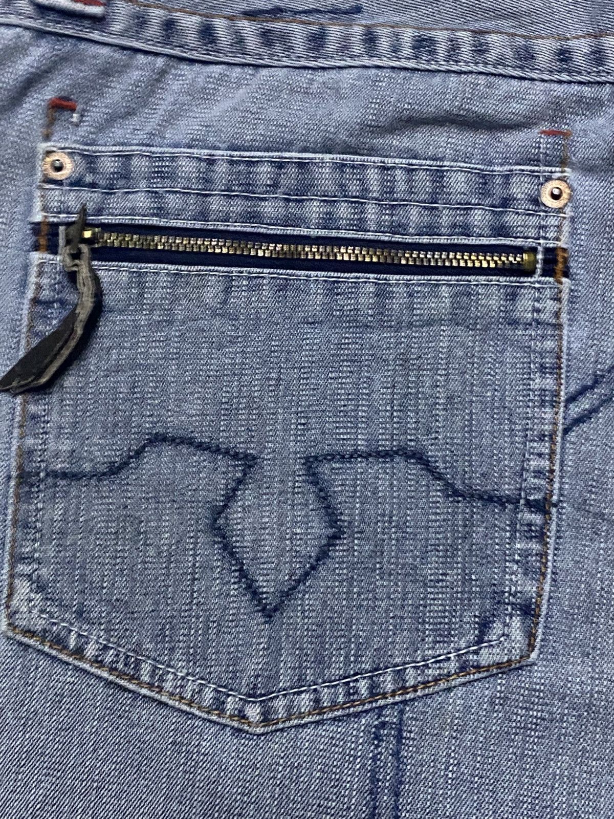 Japanese Brand Vintage KissMark Japan Double Knee StoneWash Baggy Jeans Size US 35 - 17 Thumbnail