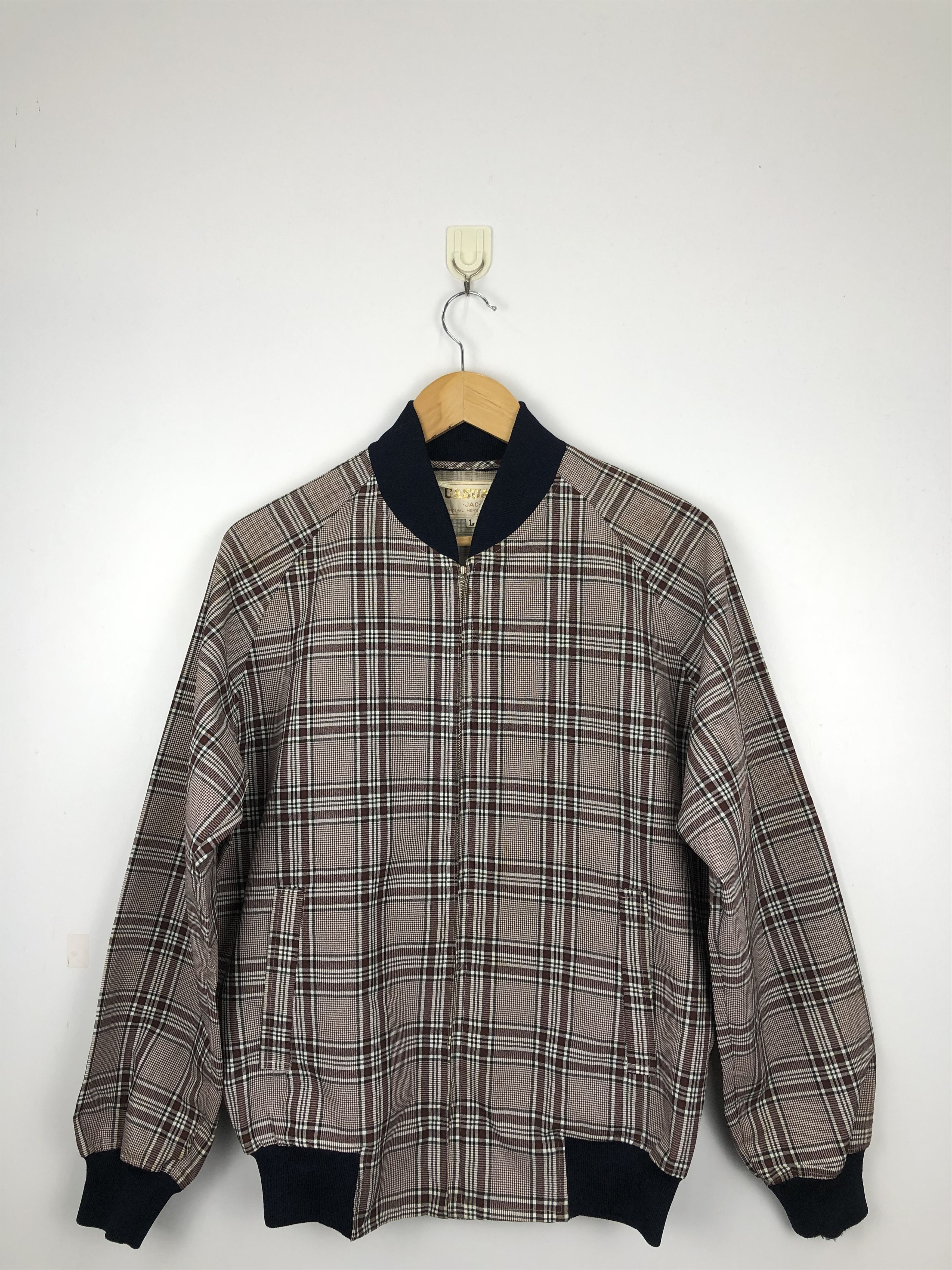 Vintage Vintage 90s Japanese Brand Zipper Checkered Varsity V0431 Size US L / EU 52-54 / 3 - 1 Thumbnail
