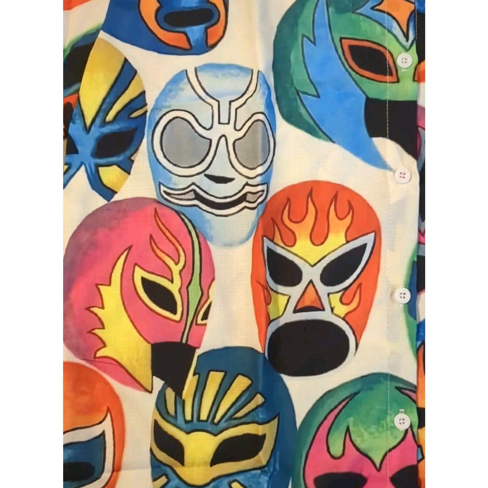 X-LARGE Mens Lucha Libre Wrestling Shirt - Legen ds Hawaiian Button Up - Large Size US L / EU 52-54 / 3 - 3 Thumbnail