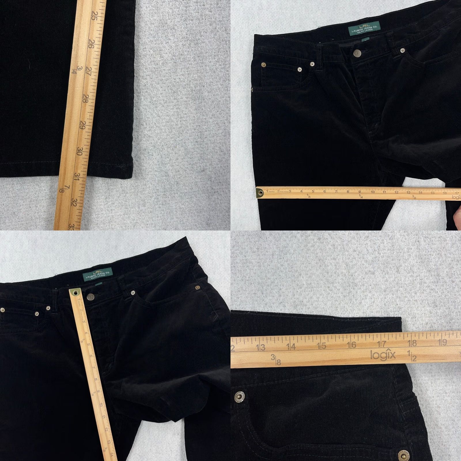 Ralph Lauren VINTAGE Lauren Ralph Lauren Pants Women 14 Black Corduroy Classic Boot Cut LRL Ladies Size 36" / US 14 / IT 50 - 8 Thumbnail