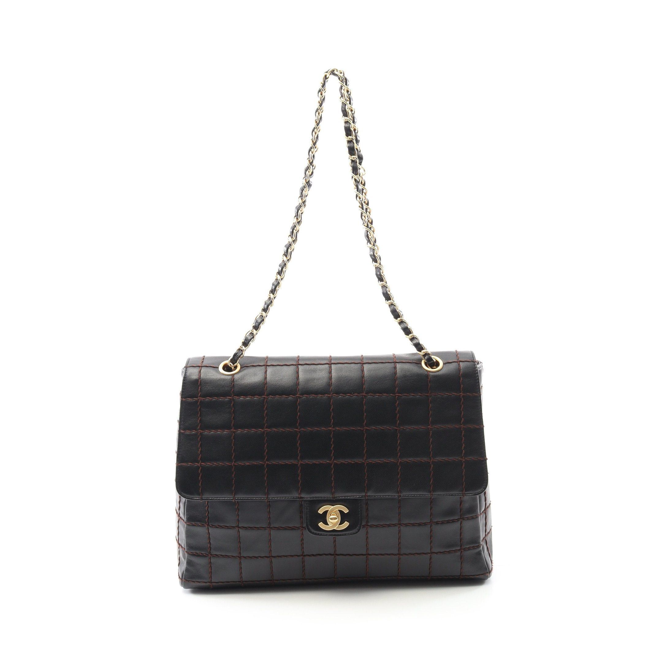 Chanel Chanel Wild Stitch Double Chain Shoulder Bag Lambskin Black Gold Hardware Size ONE SIZE - 1 Thumbnail