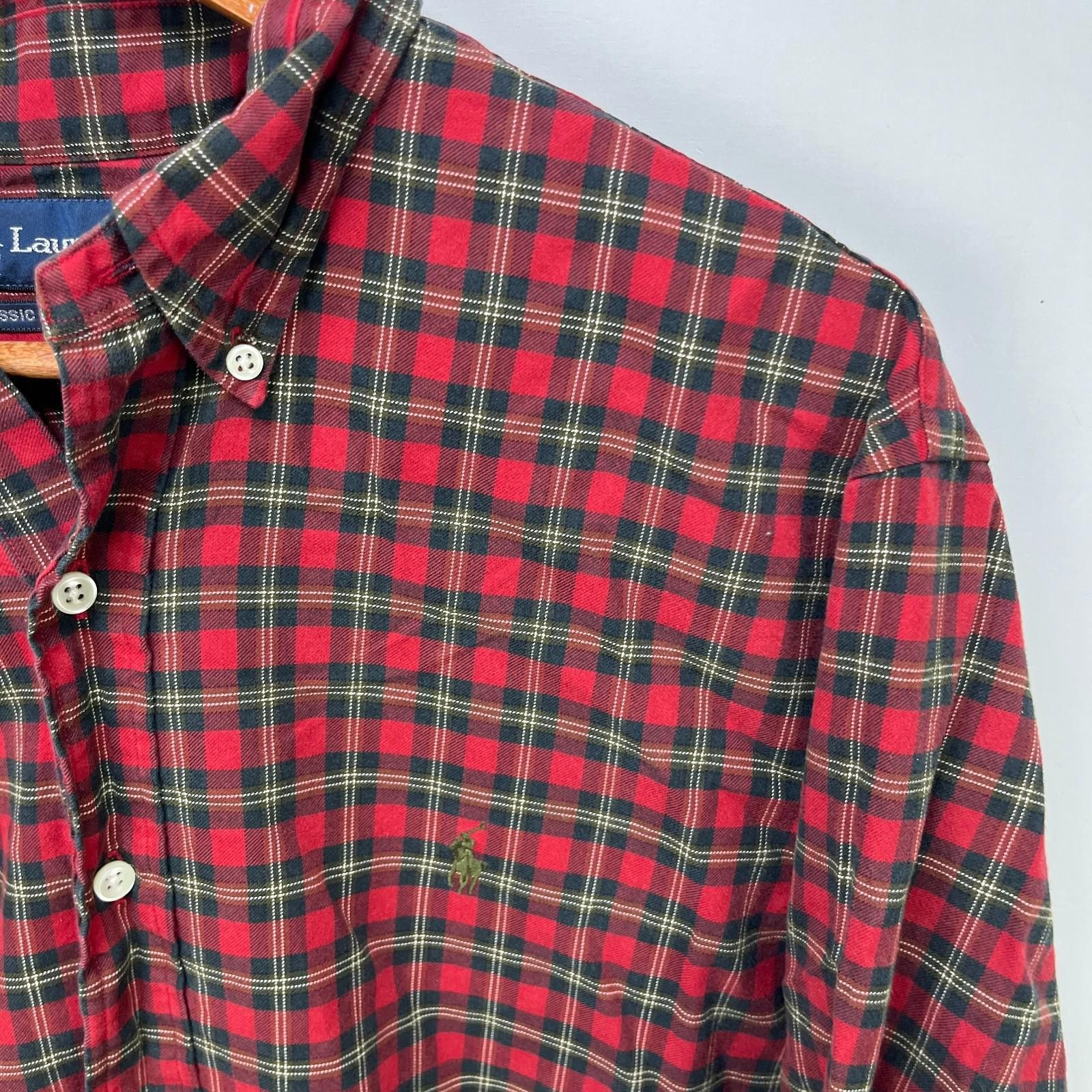 Polo Ralph Lauren Vintage Polo Ralph Lauren Pony Plaid Red Button-Up Shirt XL Size US XL / EU 56 / 4 - 3 Thumbnail