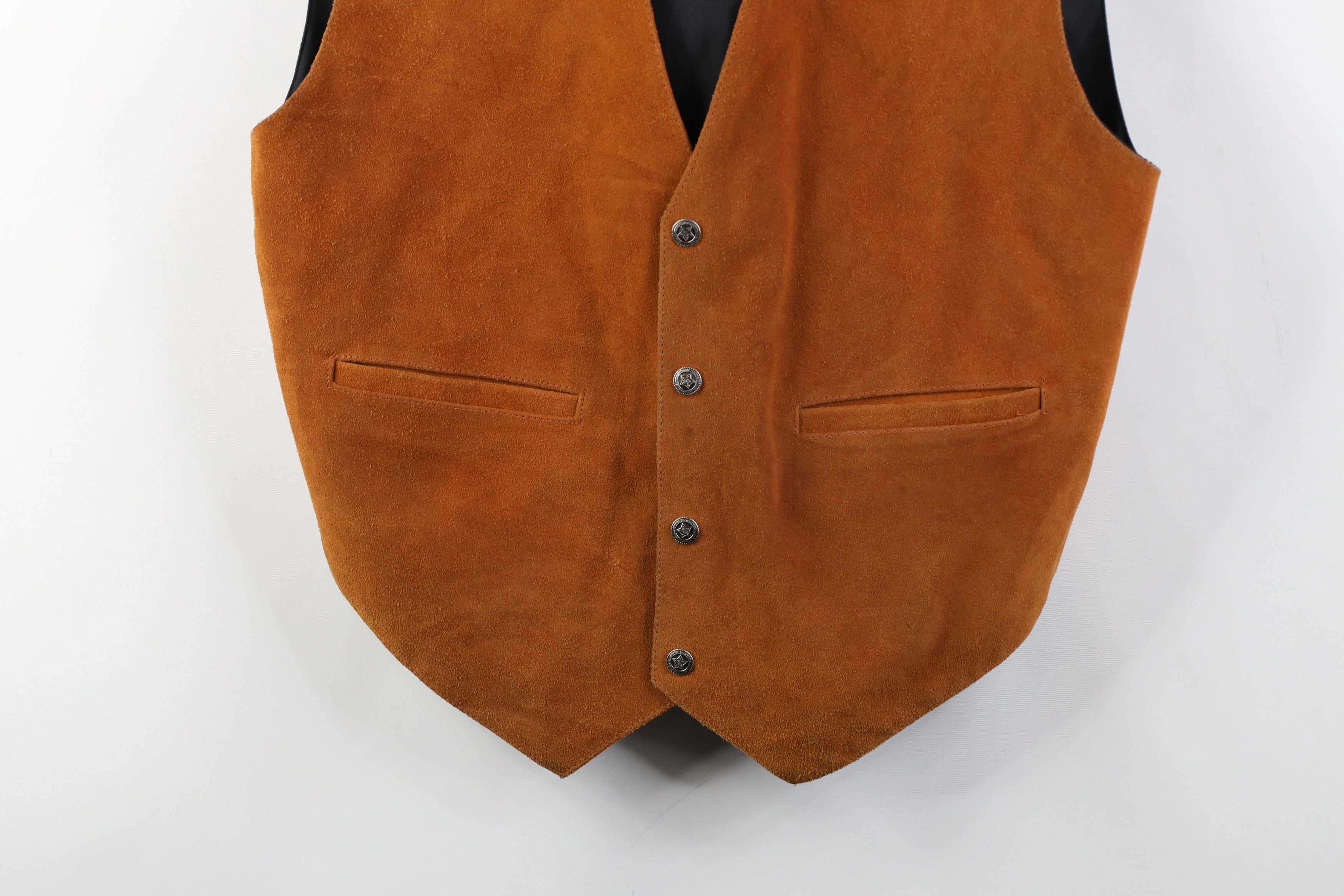 Vintage Vintage 90s Streetwear Leather Buckle Back Vest Jacket Brown Size US XL / EU 56 / 4 - 3 Thumbnail