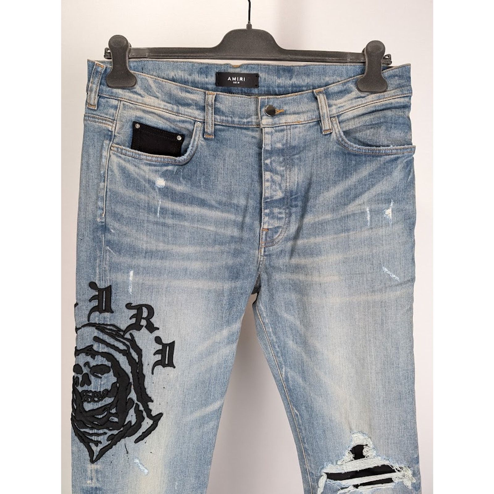 Amiri o1rshd1 Q:2 / Wes Lang Reaper Logo Jeans in Clay Indigo Size US 33 - 3 Thumbnail