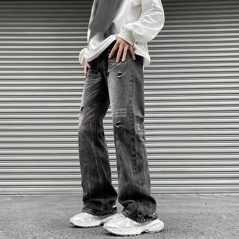 Japanese Brand × Jean Retro loose wide leg ripped jeans Size US 32 / EU 48 - 1 Thumbnail