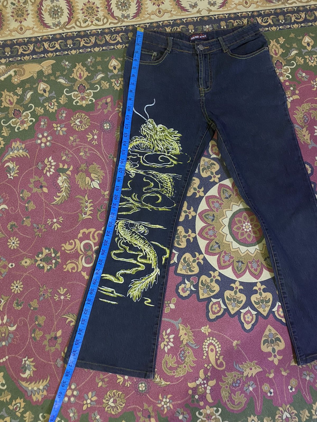 Japanese Brand 🔥FLARE🔥Japanese Brand Aoma Jeans Sukajan Dragon Style Denim Size US 29 - 13 Thumbnail